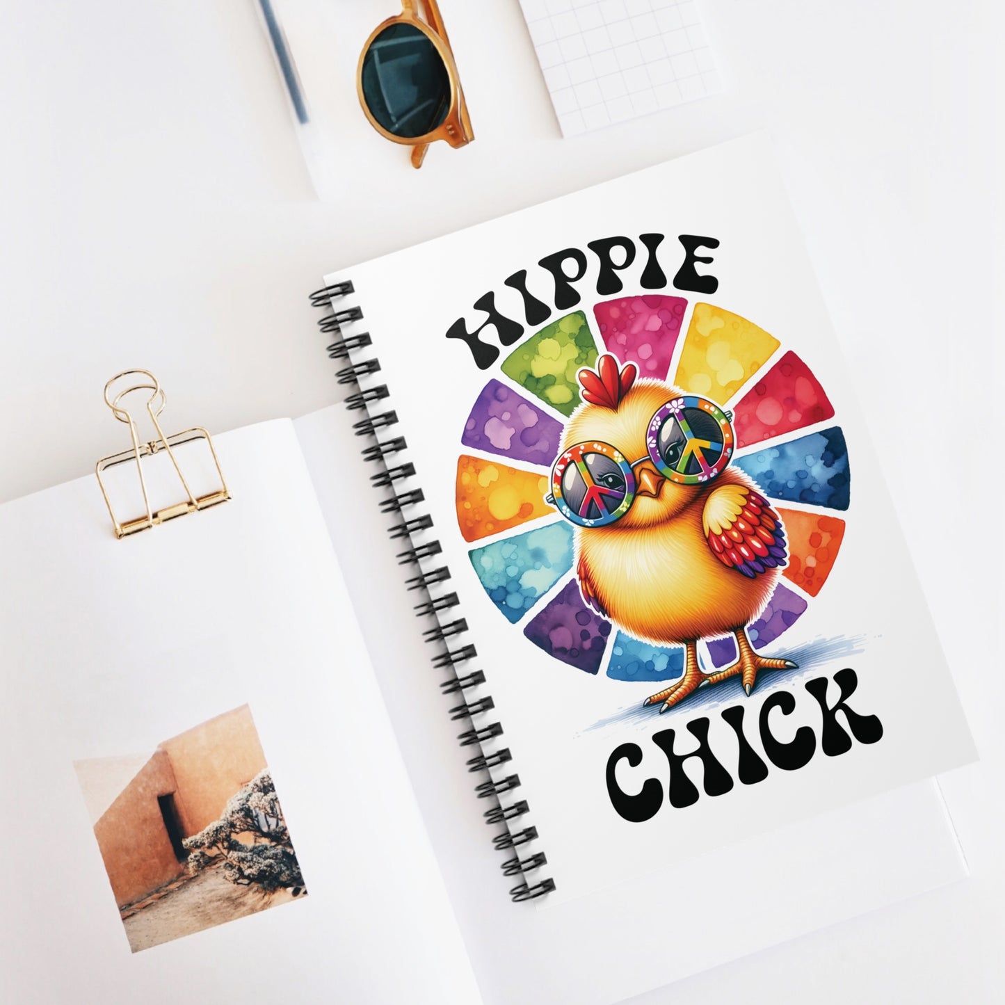 HIPPIE CHICK. Spiral Notebook, Ruled Line, Diary, Journal.