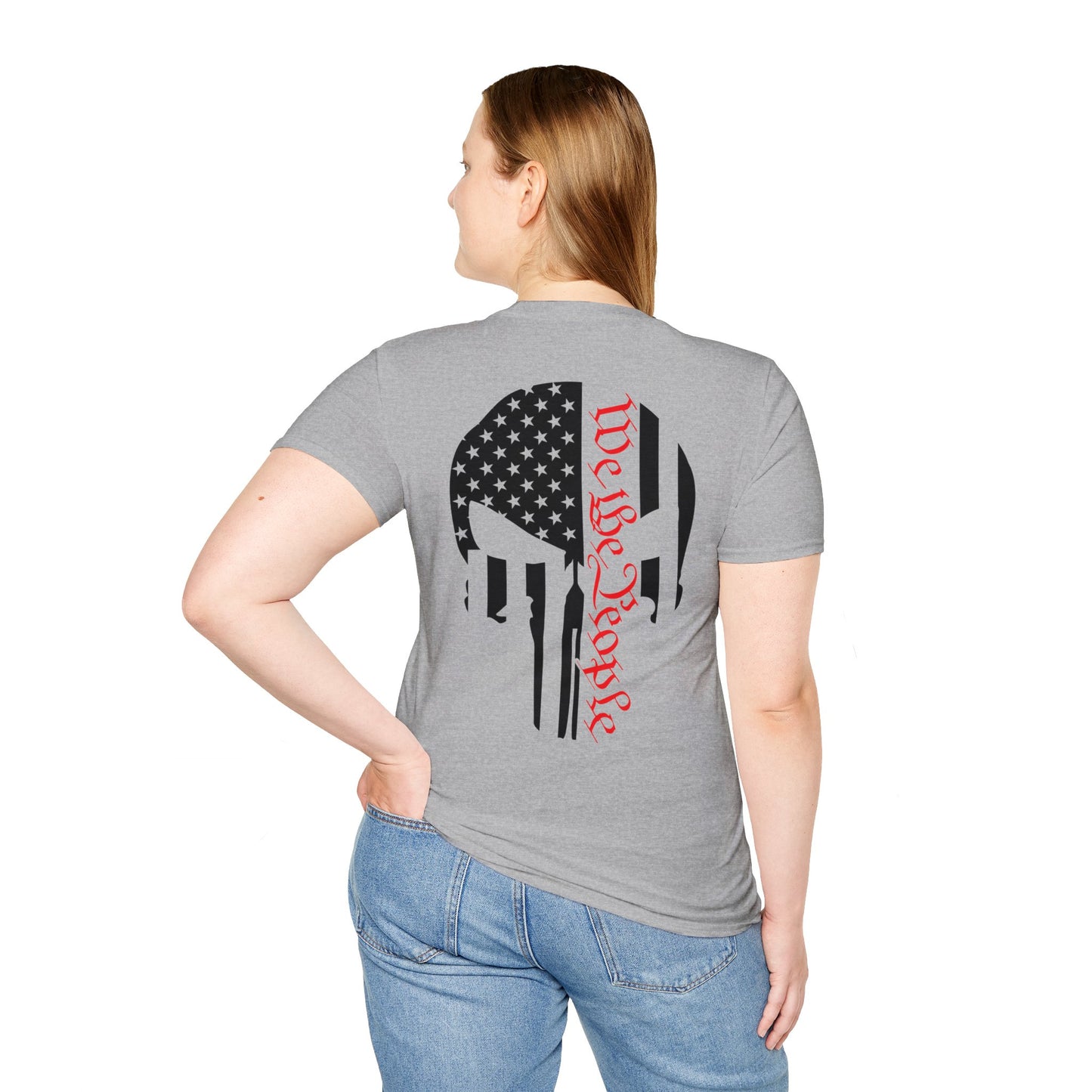 WE THE PEOPLE ICONIC PUNISHER SKULL. Cotton, Short Sleeve, Crew Neck Tee in Light Colors.