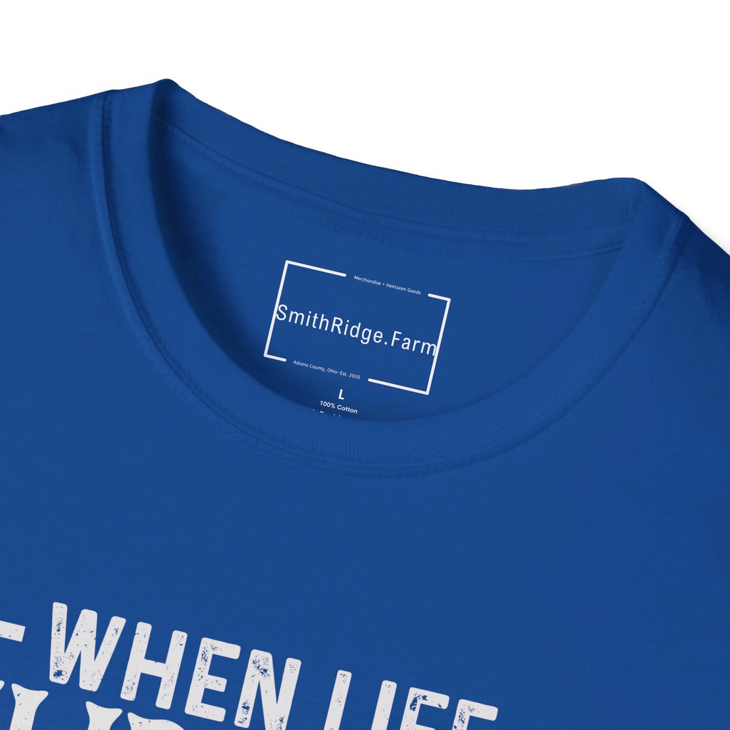 WHEN LIFE THROWS YOU A CURVE, LEAN INTO IT. MOTORCYCLE HUMOR. Cotton, Short Sleeve, Crew Neck Tee.