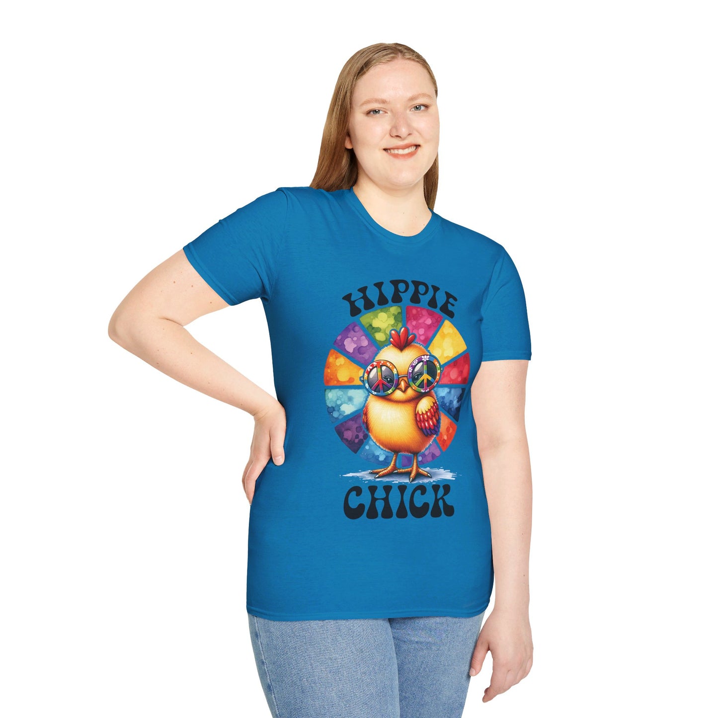 HIPPIE CHICK. Cotton, Short Sleeve, Crew Neck Tee.