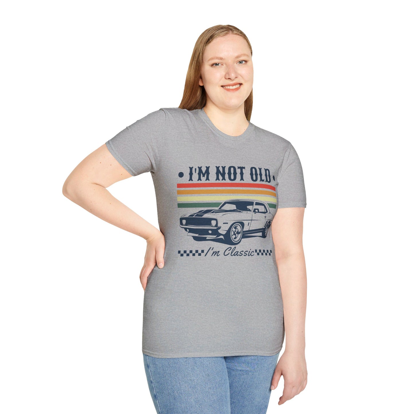 I'M NOT OLD, I'M CLASSIC. CAR ENTHUSIAST HUMOR. Cotton, Short Sleeve, Crew Neck Tee.