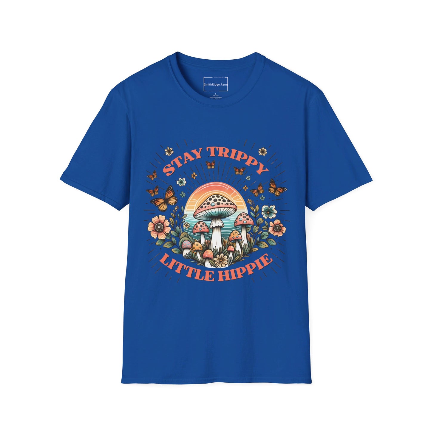 STAY TRIPPY LITTLE HIPPIE. Cotton, Short Sleeve, Crew Neck Tee.