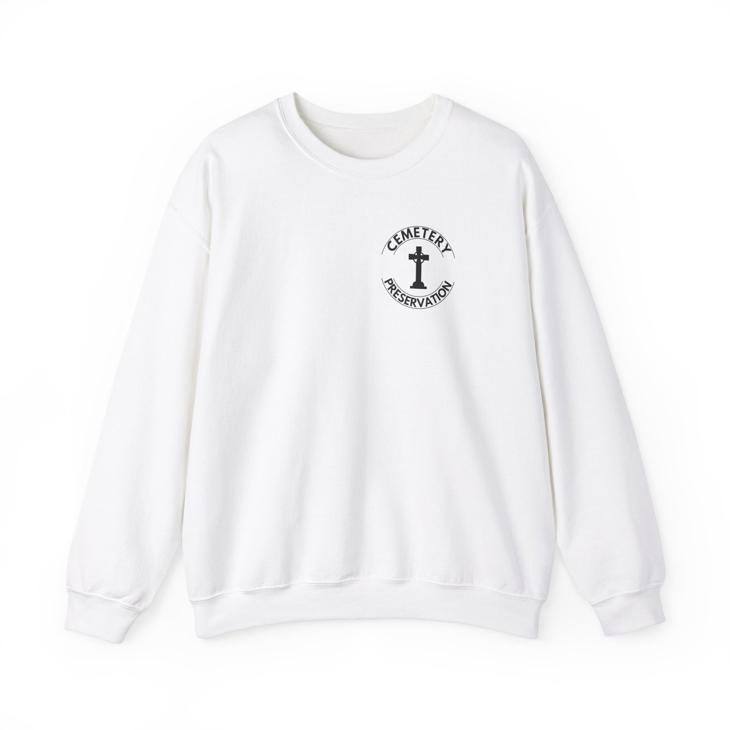 CEMETERY PRESERVATION. Unisex Heavy Blend Crewneck Sweatshirt in Light Colors.