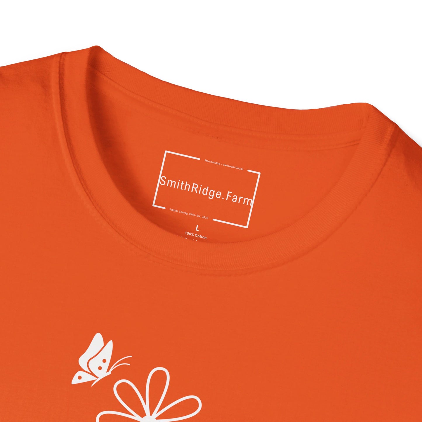 FAITH, HOPE, LOVE, FLOWERS. Cotton, Short Sleeve, Crew Neck Tee in Dark Colors.