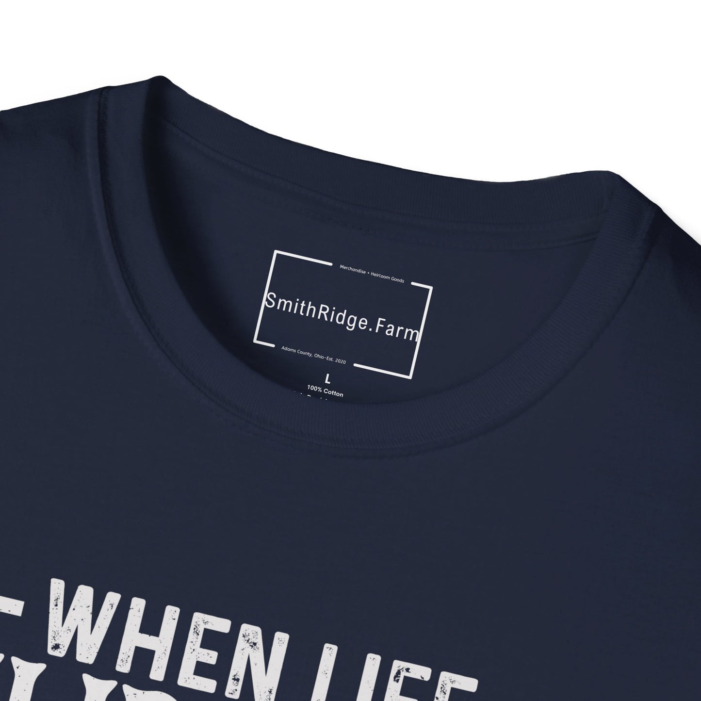 WHEN LIFE THROWS YOU A CURVE, LEAN INTO IT. MOTORCYCLE HUMOR. Cotton, Short Sleeve, Crew Neck Tee.