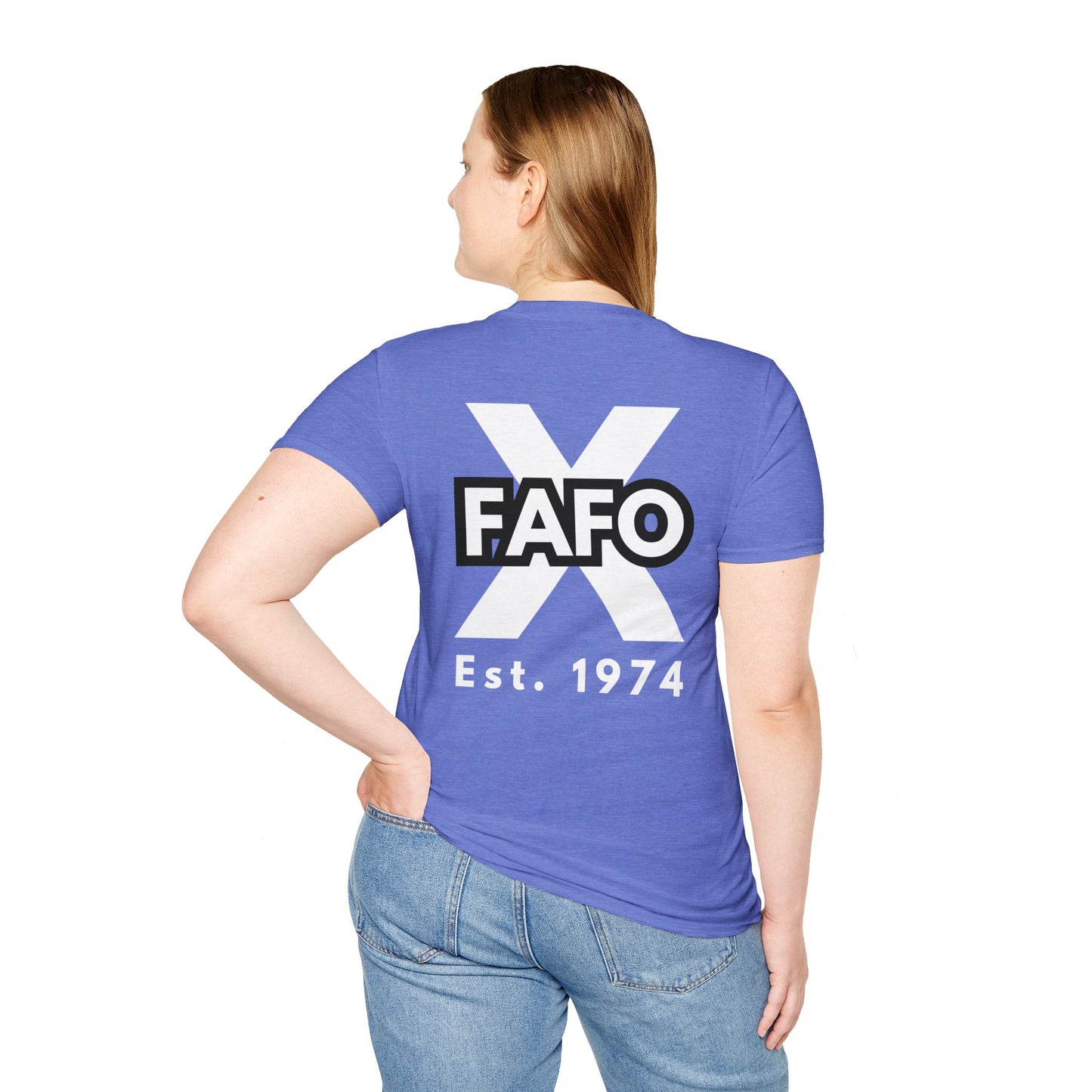 GEN X, THE FAFO CREW, Est 1974. Cotton, Short Sleeve, Crew Neck Tee in Dark Colors.