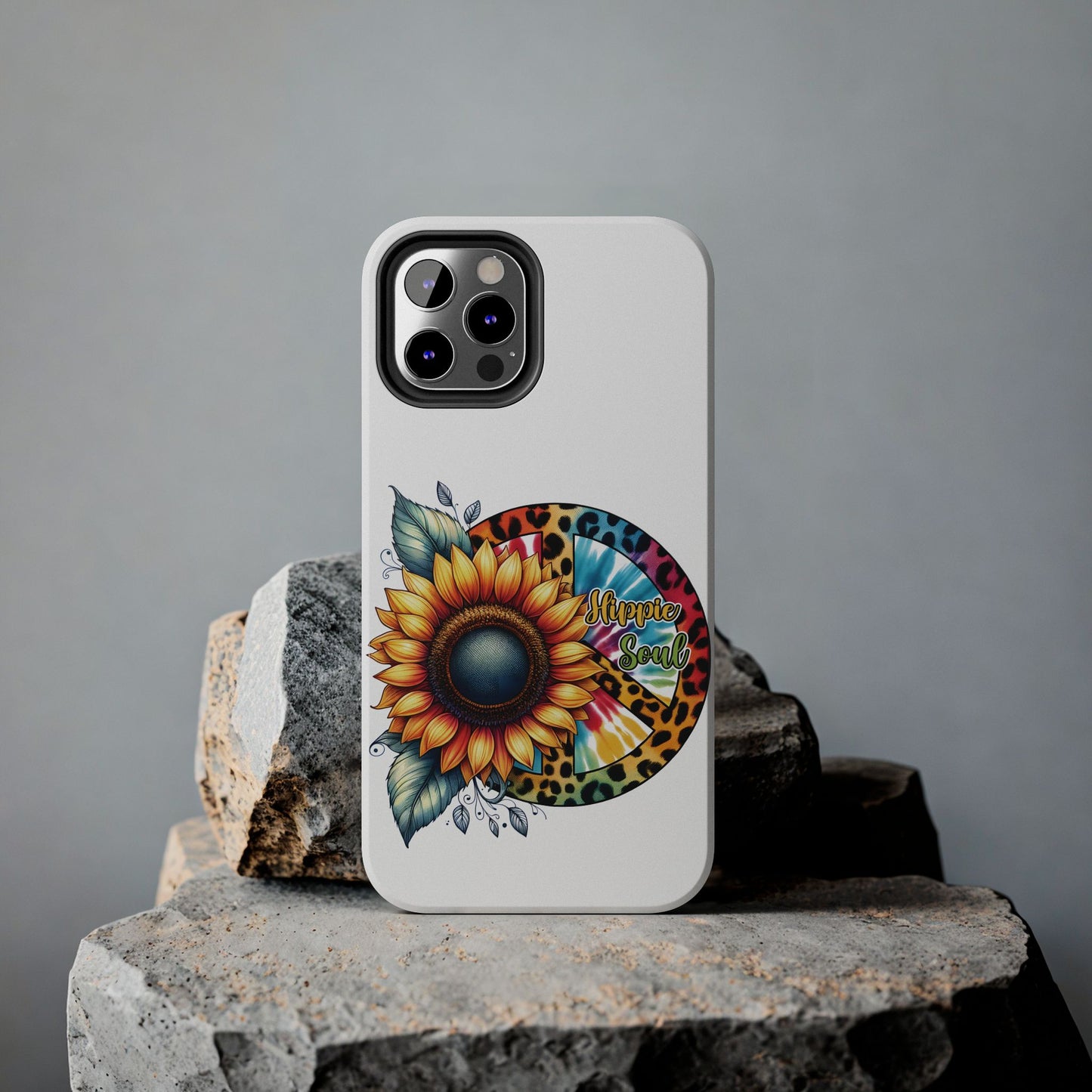 HIPPIE SOUL, SUNFLOWER, PEACE SYMBOL. Tough Phone Case.