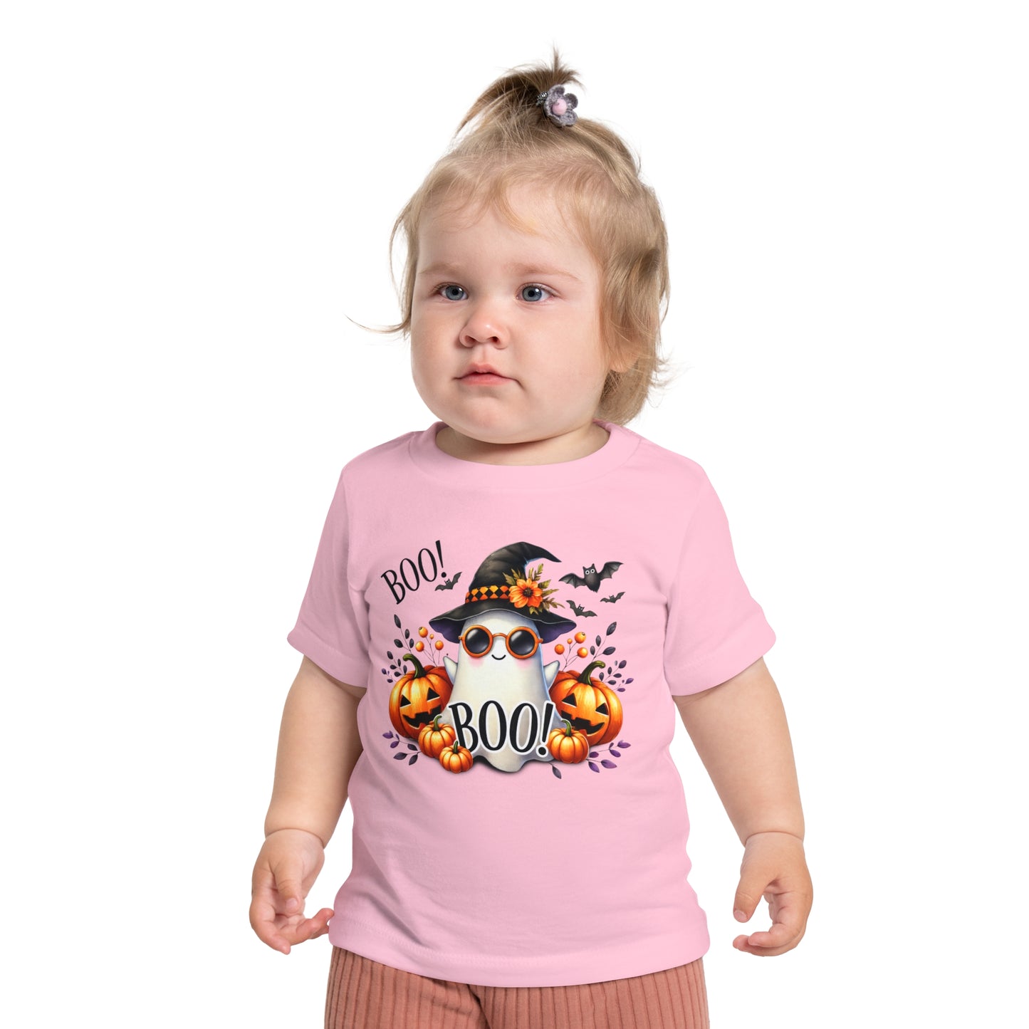 CUTE GHOST and PUMPKINS, TRICK OR TREAT, HALLOWEEN. Baby Short Sleeve T-Shirt