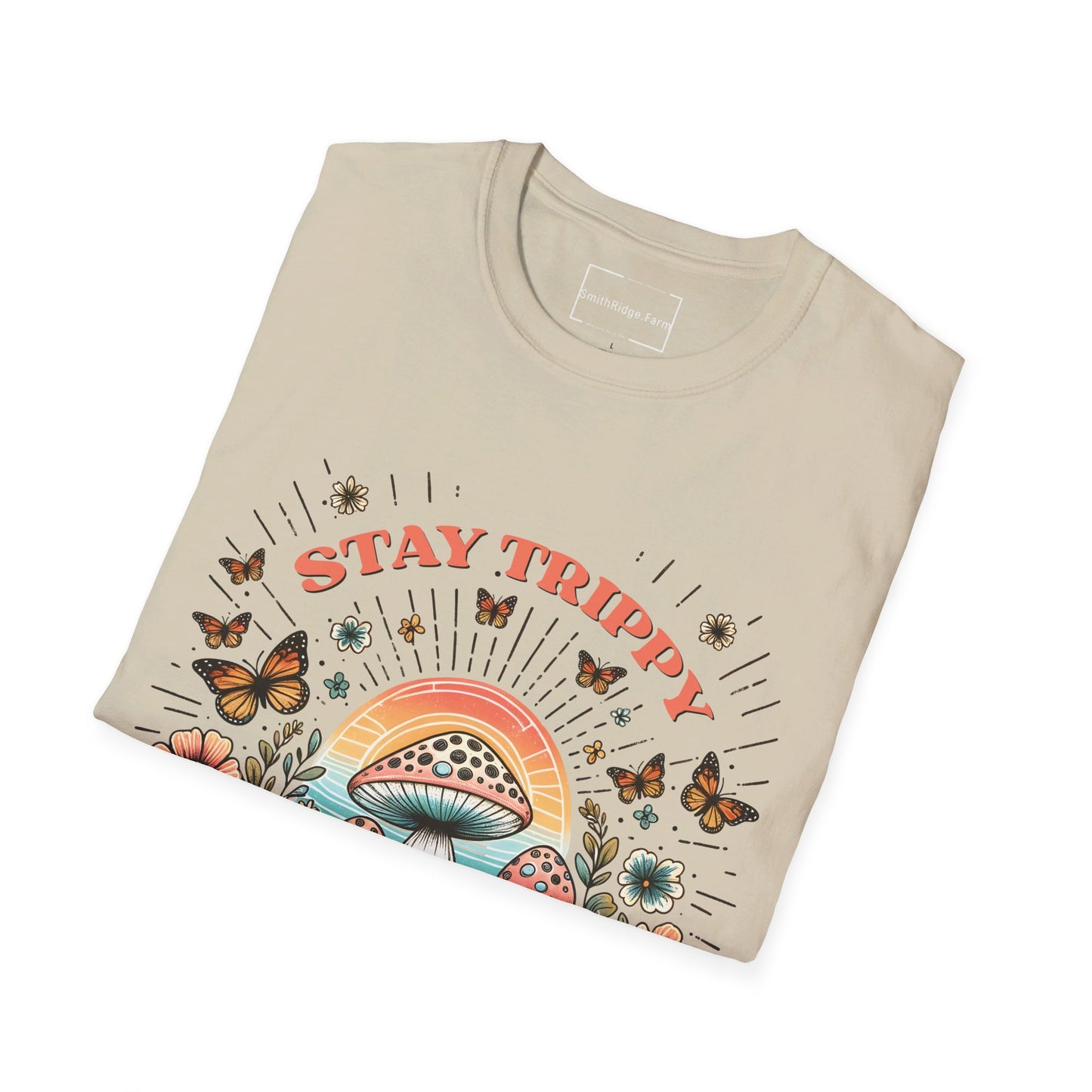 STAY TRIPPY LITTLE HIPPIE. Cotton, Short Sleeve, Crew Neck Tee.