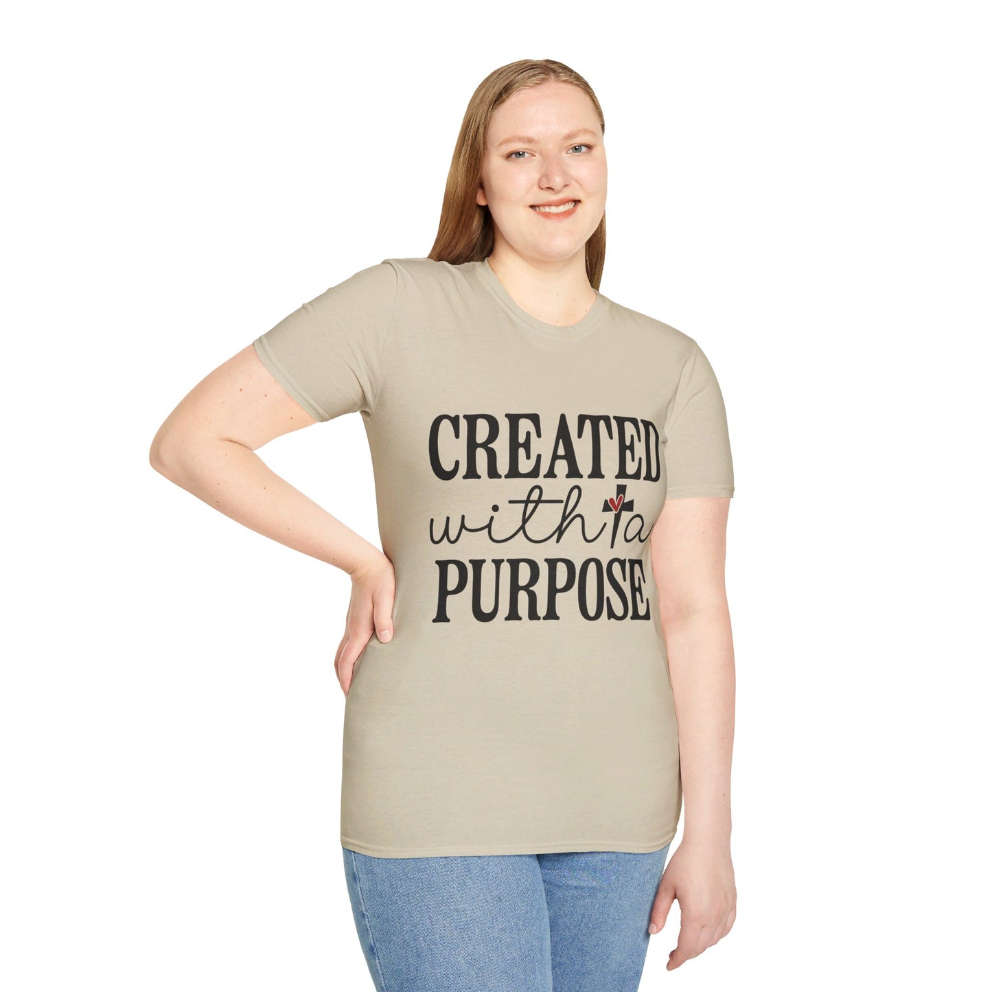 CREATED WITH A PURPOSE. Cotton, Short Sleeve, Crew Neck Tee.