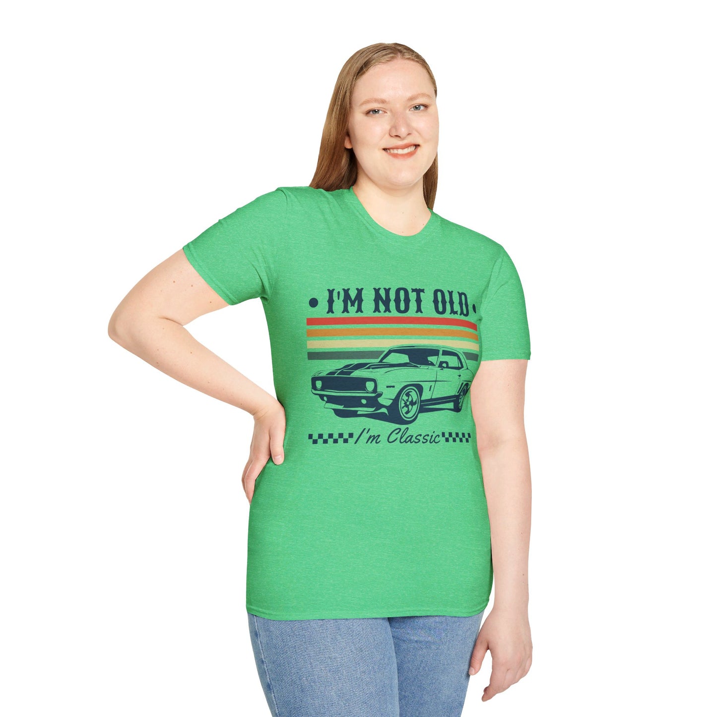 I'M NOT OLD, I'M CLASSIC. CAR ENTHUSIAST HUMOR. Cotton, Short Sleeve, Crew Neck Tee.