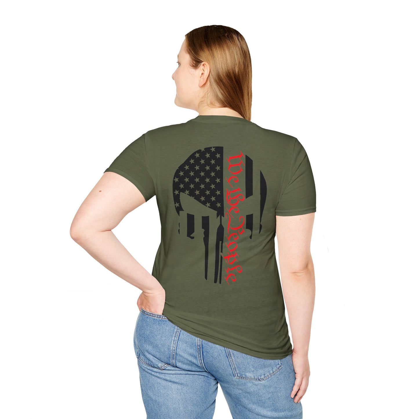 WE THE PEOPLE ICONIC PUNISHER SKULL. Cotton, Short Sleeve, Crew Neck Tee in Light Colors.