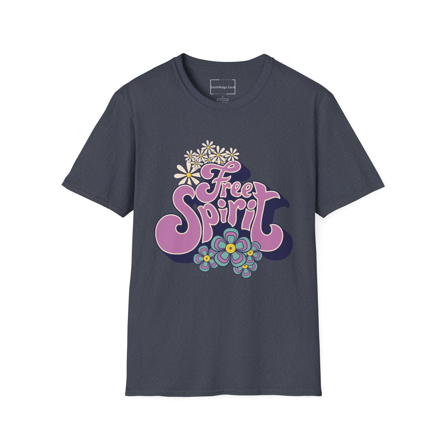FREE SPIRIT. Cotton, Short Sleeve, Crew Neck Tee.