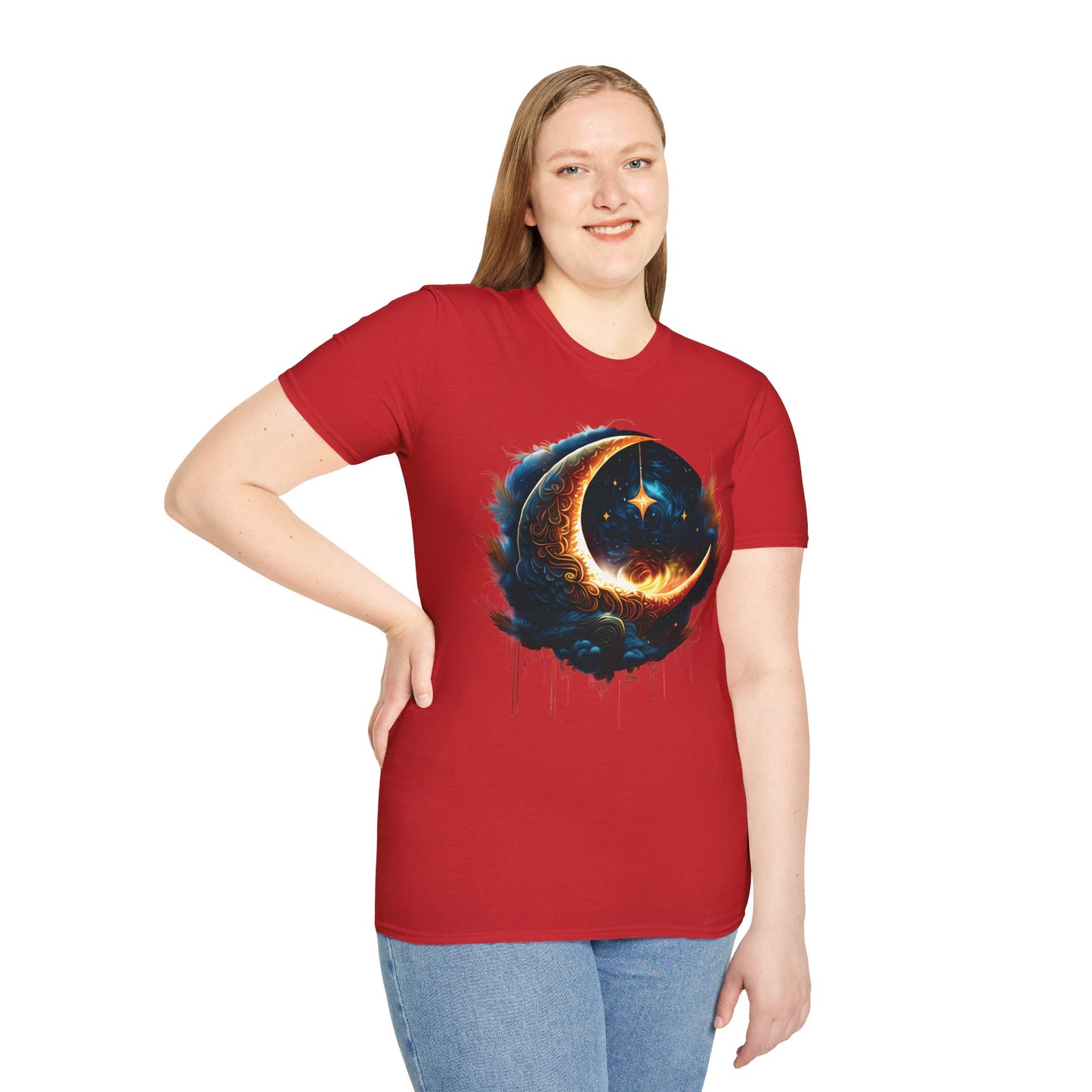 CELESTIAL, MYSTICAL MOON. Cotton, Short Sleeve, Crew Neck Tee