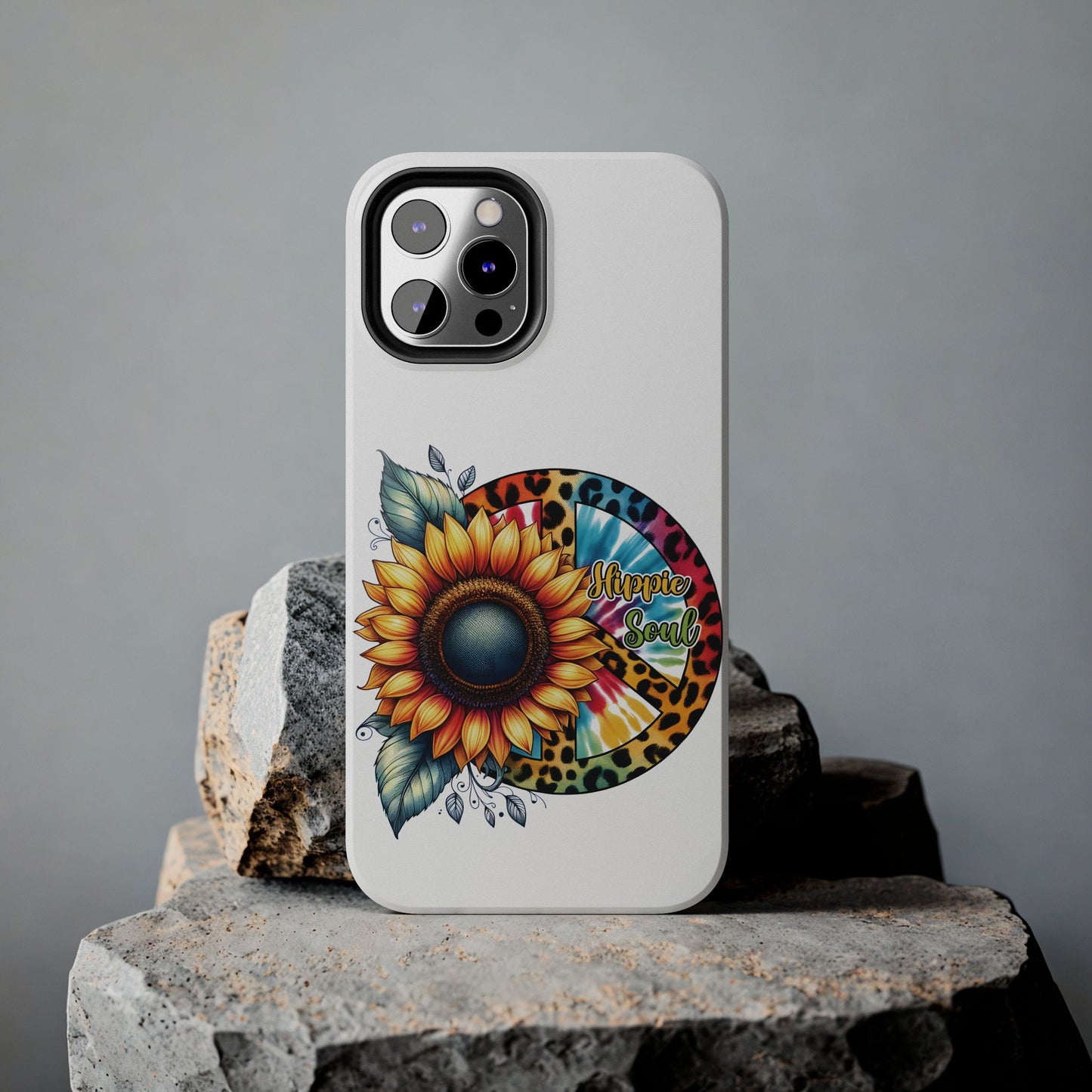 HIPPIE SOUL, SUNFLOWER, PEACE SYMBOL. Tough Phone Case.