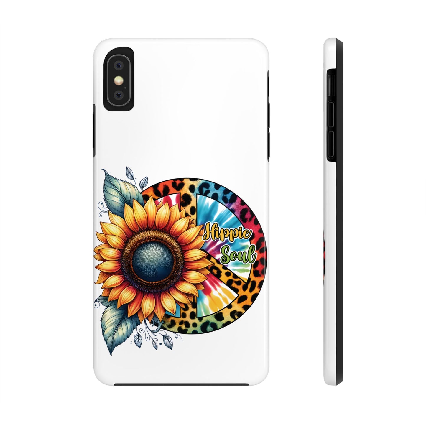 HIPPIE SOUL, SUNFLOWER, PEACE SYMBOL. Tough Phone Case.