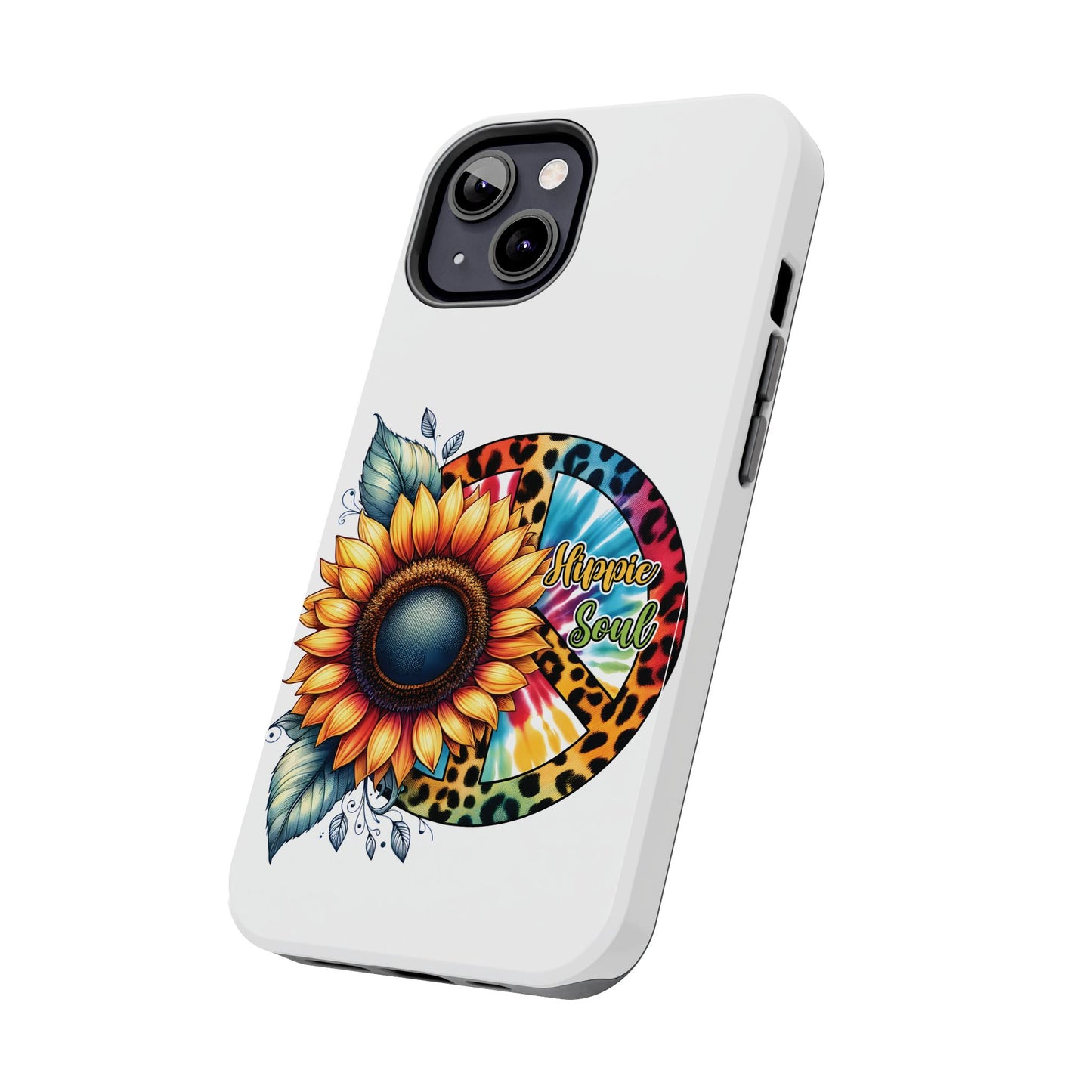 HIPPIE SOUL, SUNFLOWER, PEACE SYMBOL. Tough Phone Case.