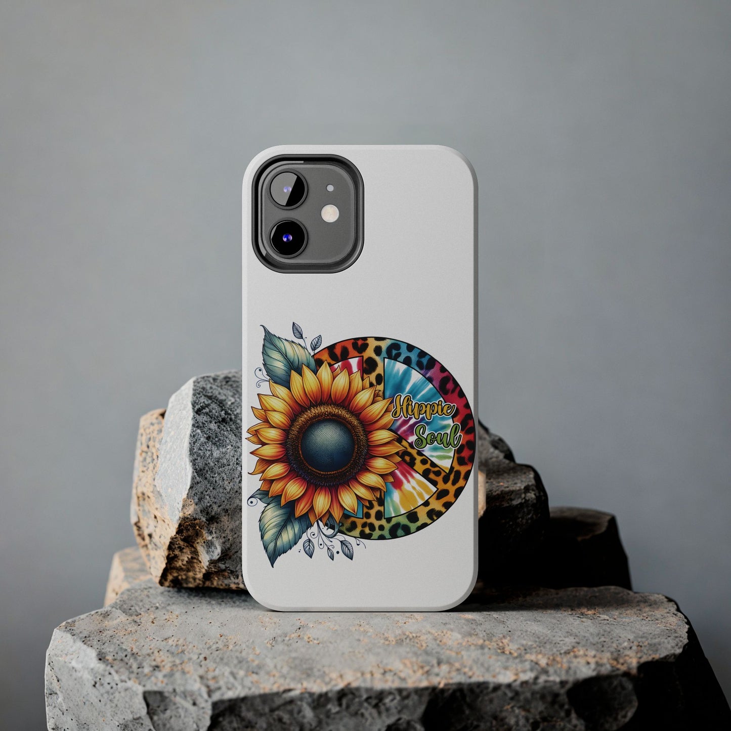 HIPPIE SOUL, SUNFLOWER, PEACE SYMBOL. Tough Phone Case.