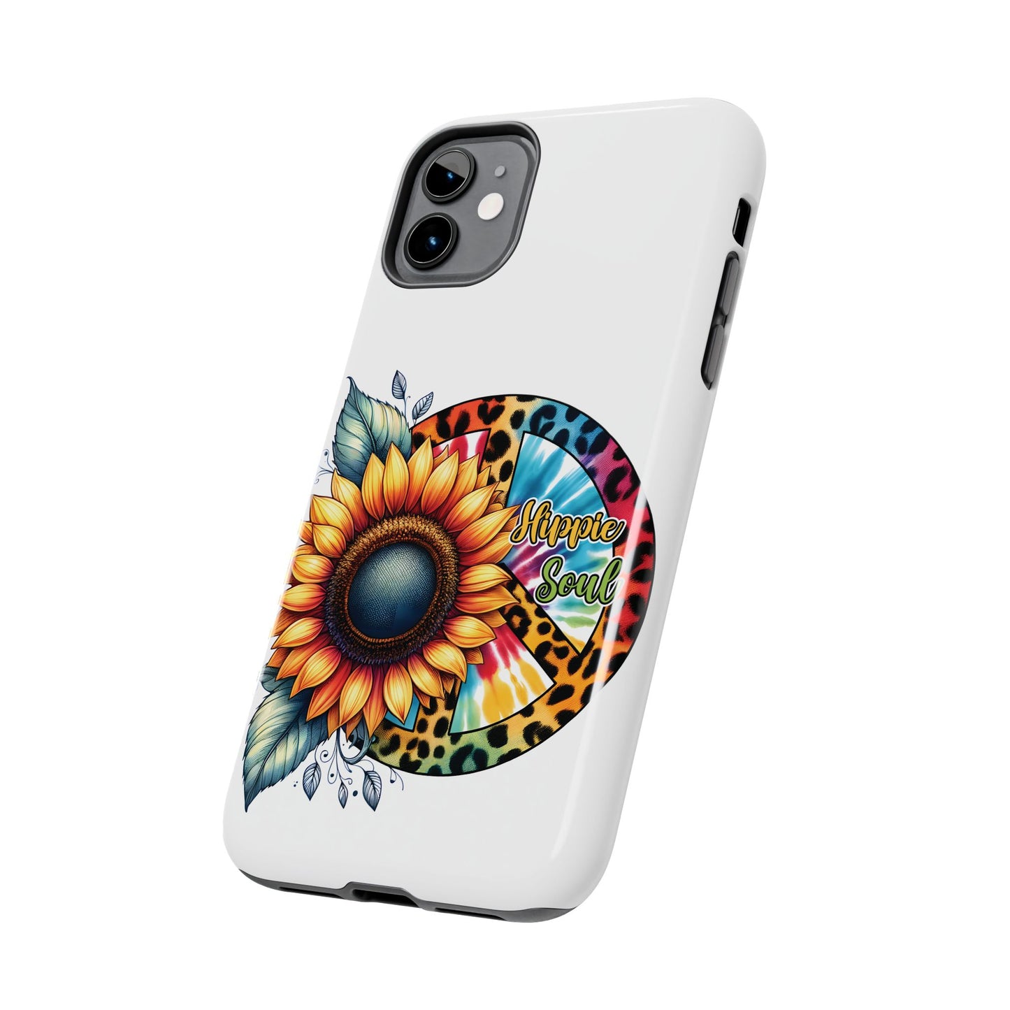 HIPPIE SOUL, SUNFLOWER, PEACE SYMBOL. Tough Phone Case.