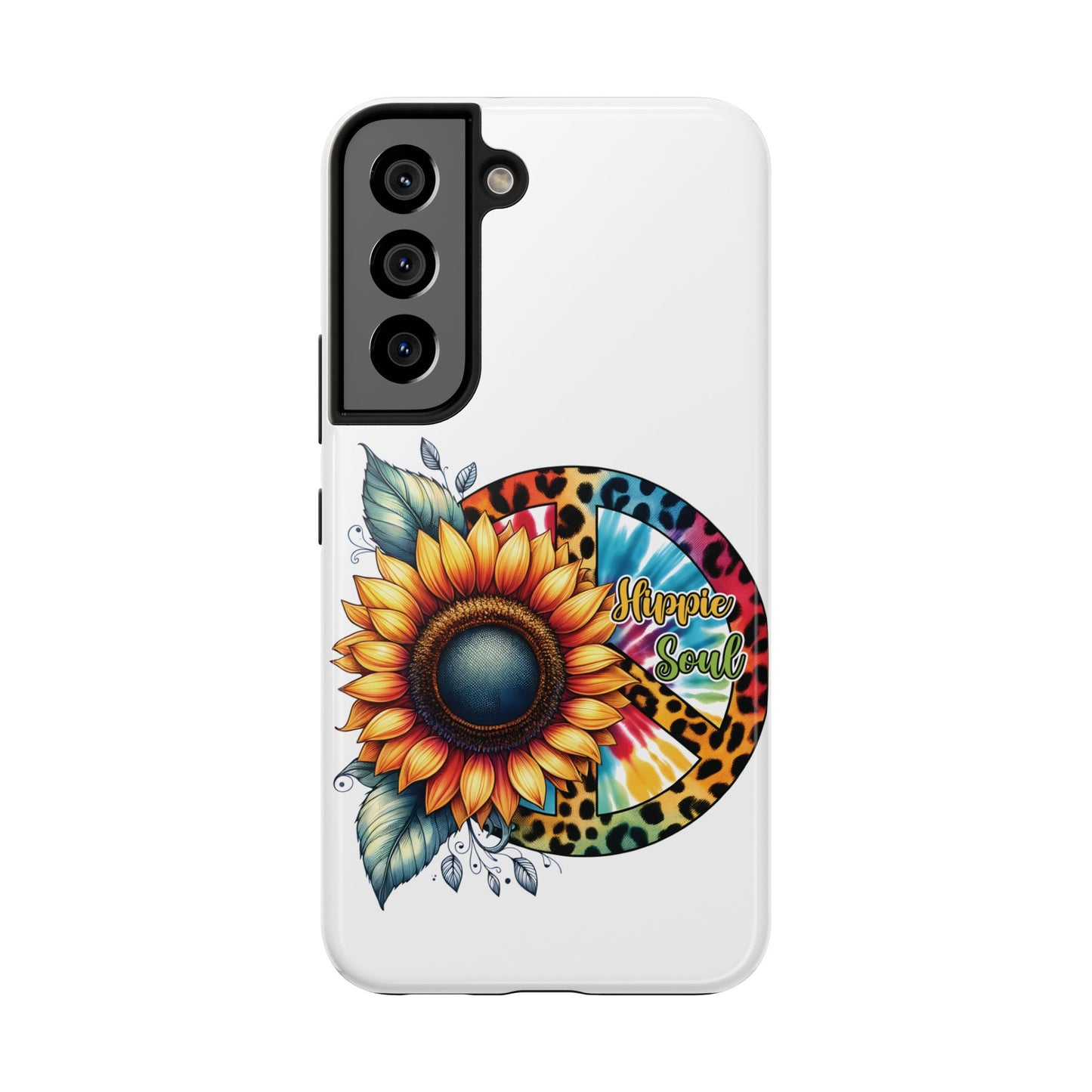 HIPPIE SOUL, SUNFLOWER, PEACE SYMBOL. Tough Phone Case.