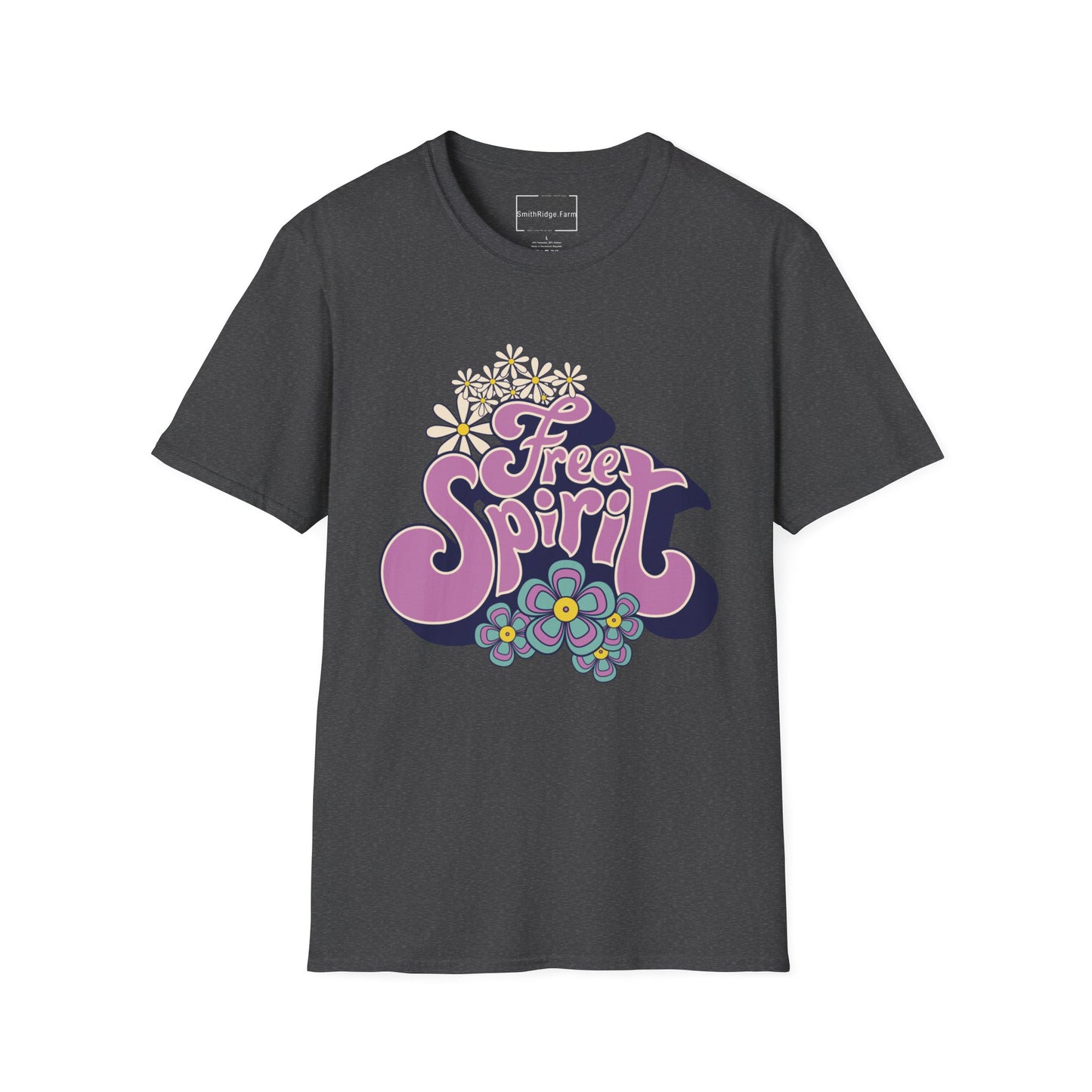 FREE SPIRIT. Cotton, Short Sleeve, Crew Neck Tee.