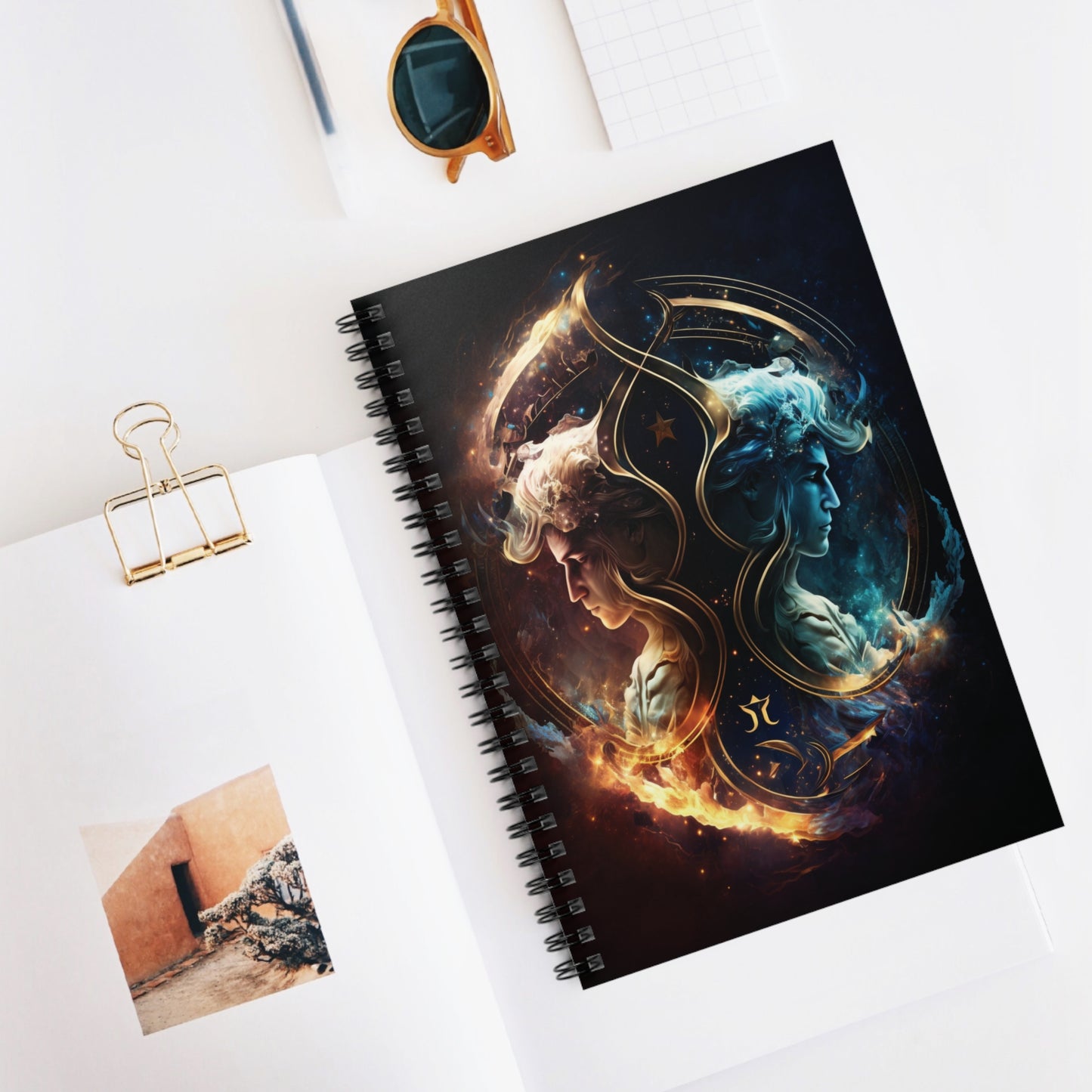 GEMINI ZODIAC SIGN. CONSTELLATION LOVERS. Spiral Notebook, Ruled Line, Diary, Journal.