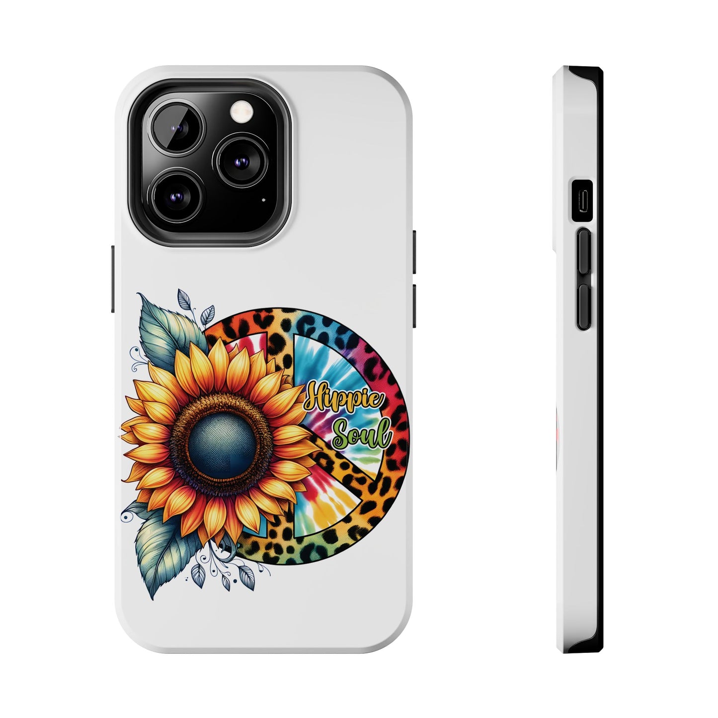 HIPPIE SOUL, SUNFLOWER, PEACE SYMBOL. Tough Phone Case.