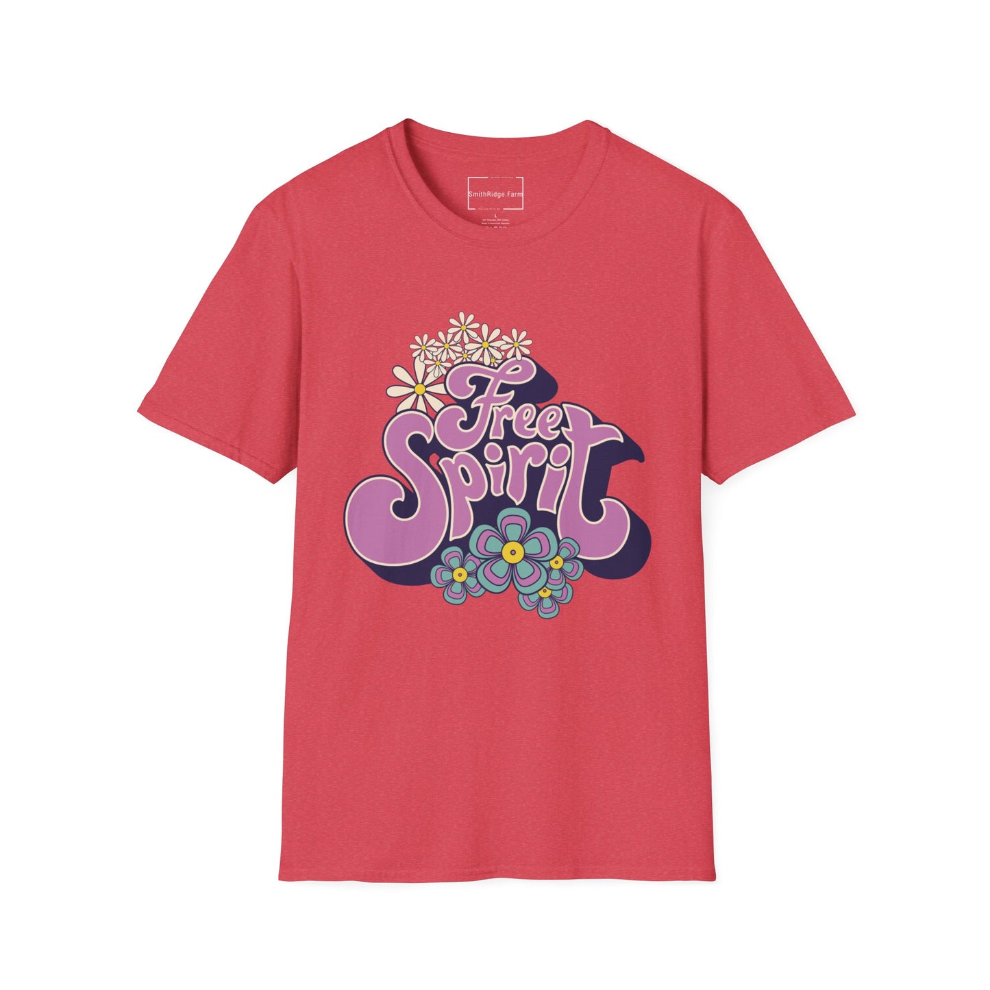 FREE SPIRIT. Cotton, Short Sleeve, Crew Neck Tee.