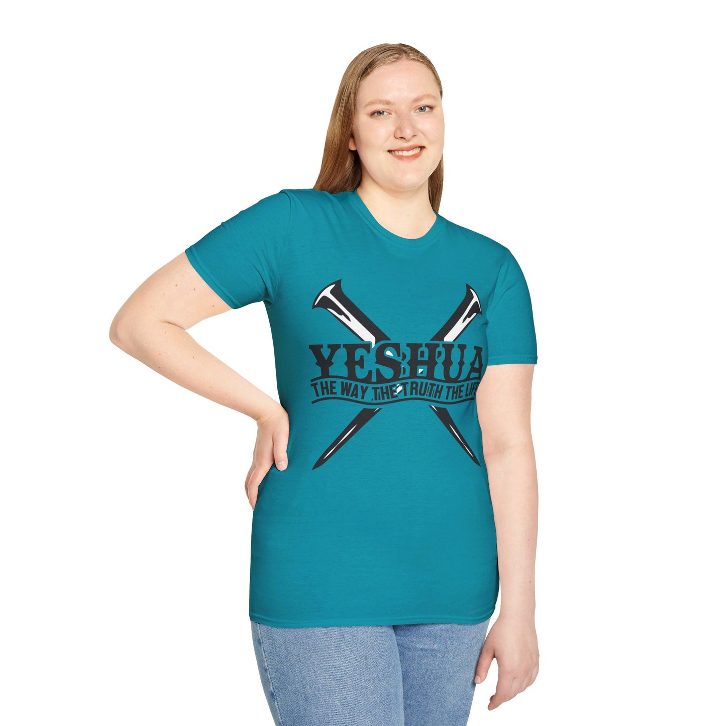 YESHUA THE WAY THE TRUTH THE LIFE. Cotton, Short Sleeve, Crew Neck Tee.