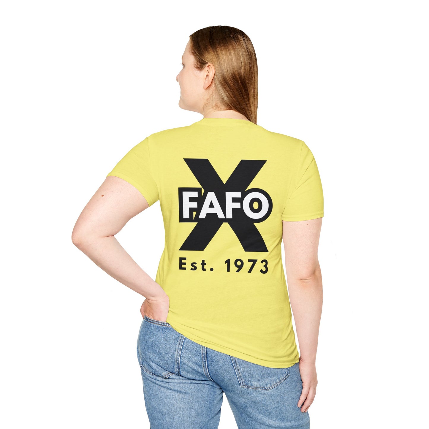 GEN X, THE FAFO CREW, Est 1973. Cotton, Short Sleeve, Crew Neck Tee in Light Colors.