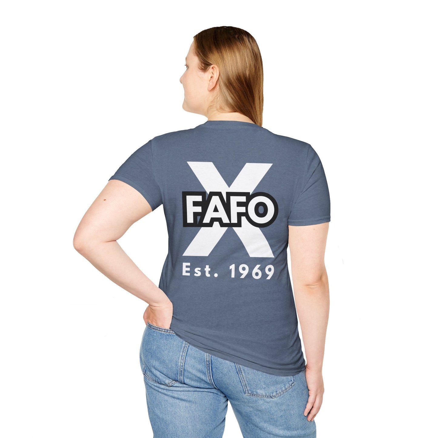 GEN X, THE FAFO CREW, Est 1969. Cotton, Short Sleeve, Crew Neck Tee in Dark Colors.