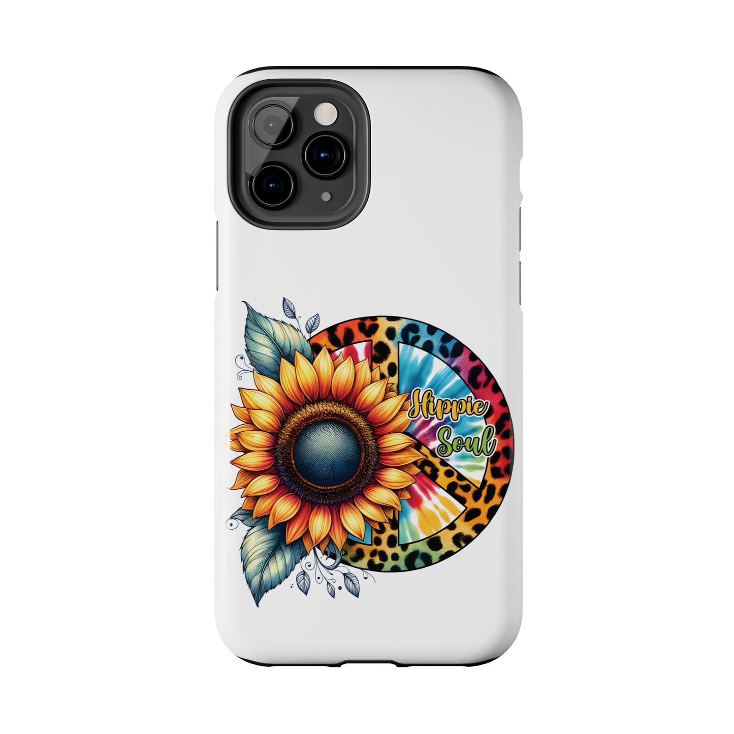 HIPPIE SOUL, SUNFLOWER, PEACE SYMBOL. Tough Phone Case.