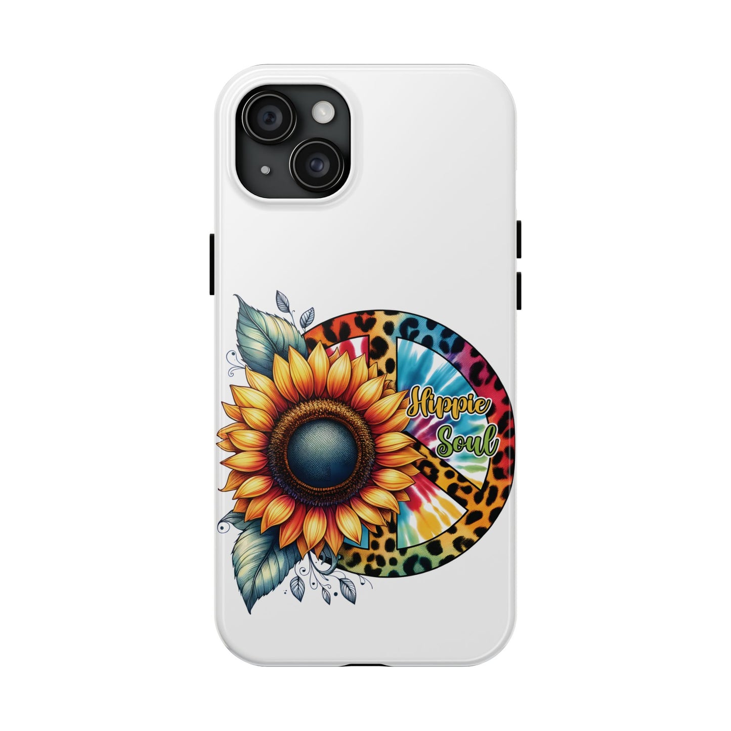 HIPPIE SOUL, SUNFLOWER, PEACE SYMBOL. Tough Phone Case.