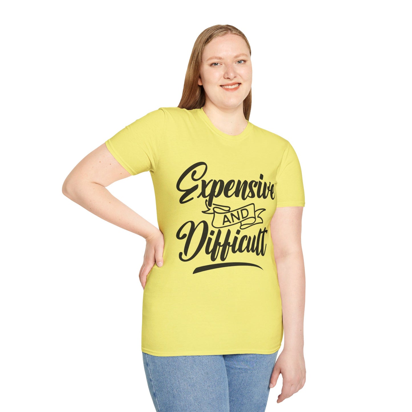 EXPENSIVE AND DIFFICULT. Cotton, Short Sleeve, Crew Neck Tee.