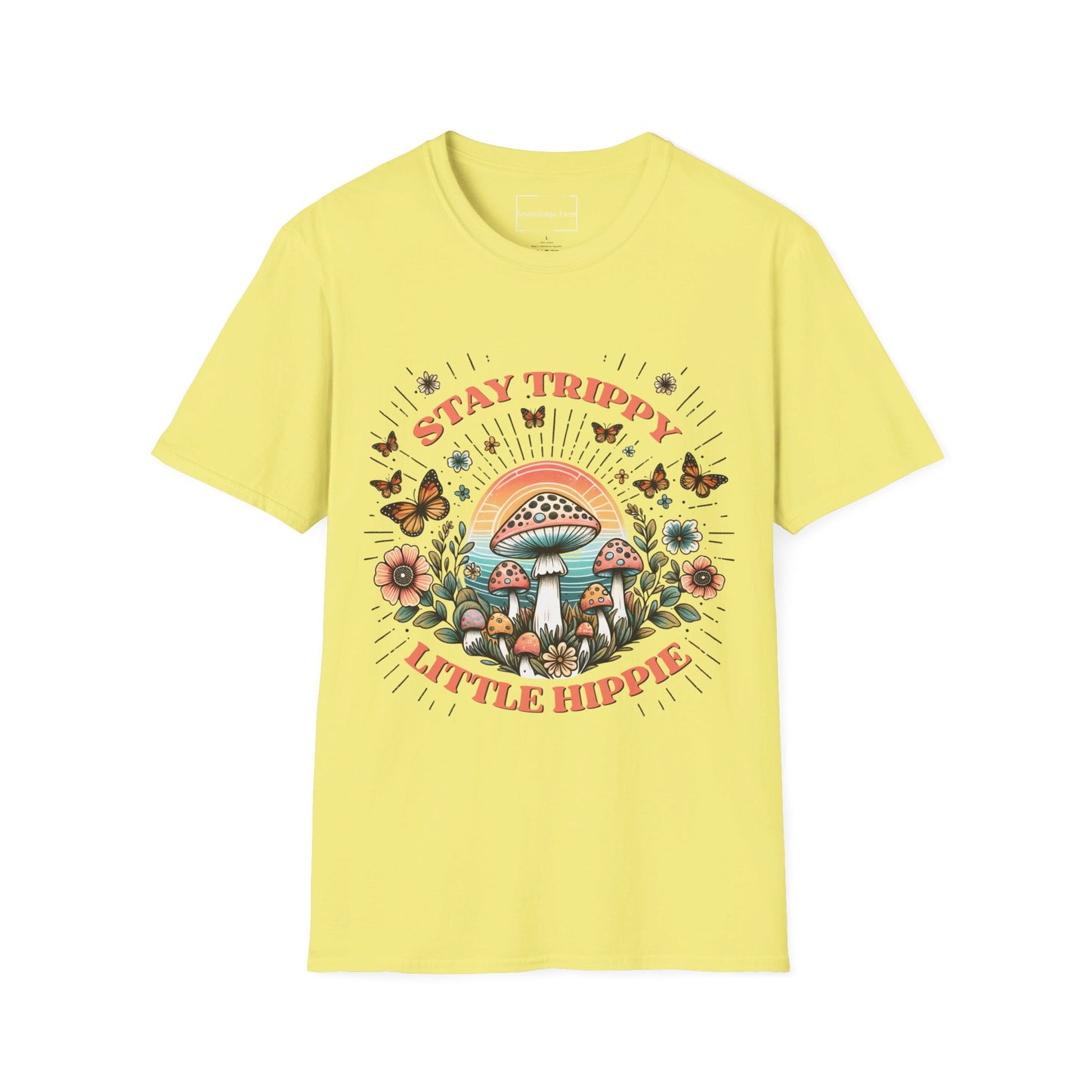 STAY TRIPPY LITTLE HIPPIE. Cotton, Short Sleeve, Crew Neck Tee.
