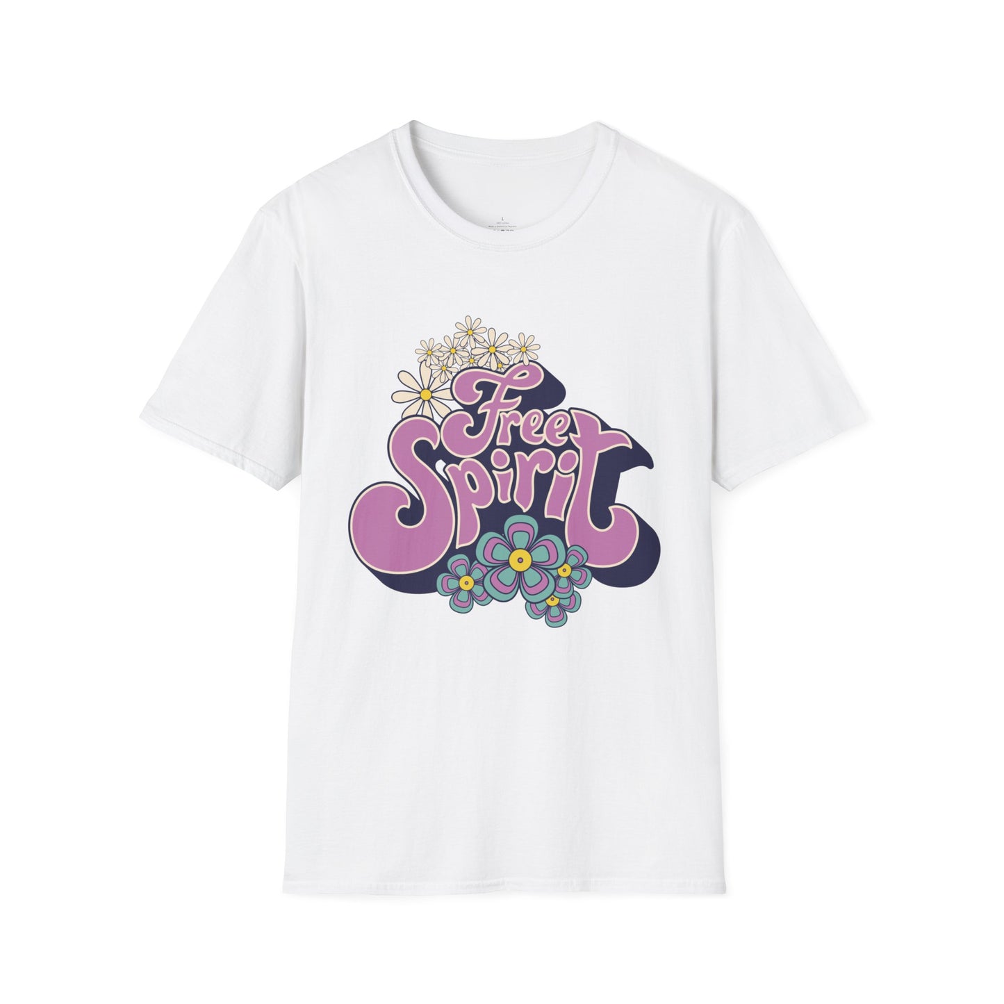 FREE SPIRIT. Cotton, Short Sleeve, Crew Neck Tee.