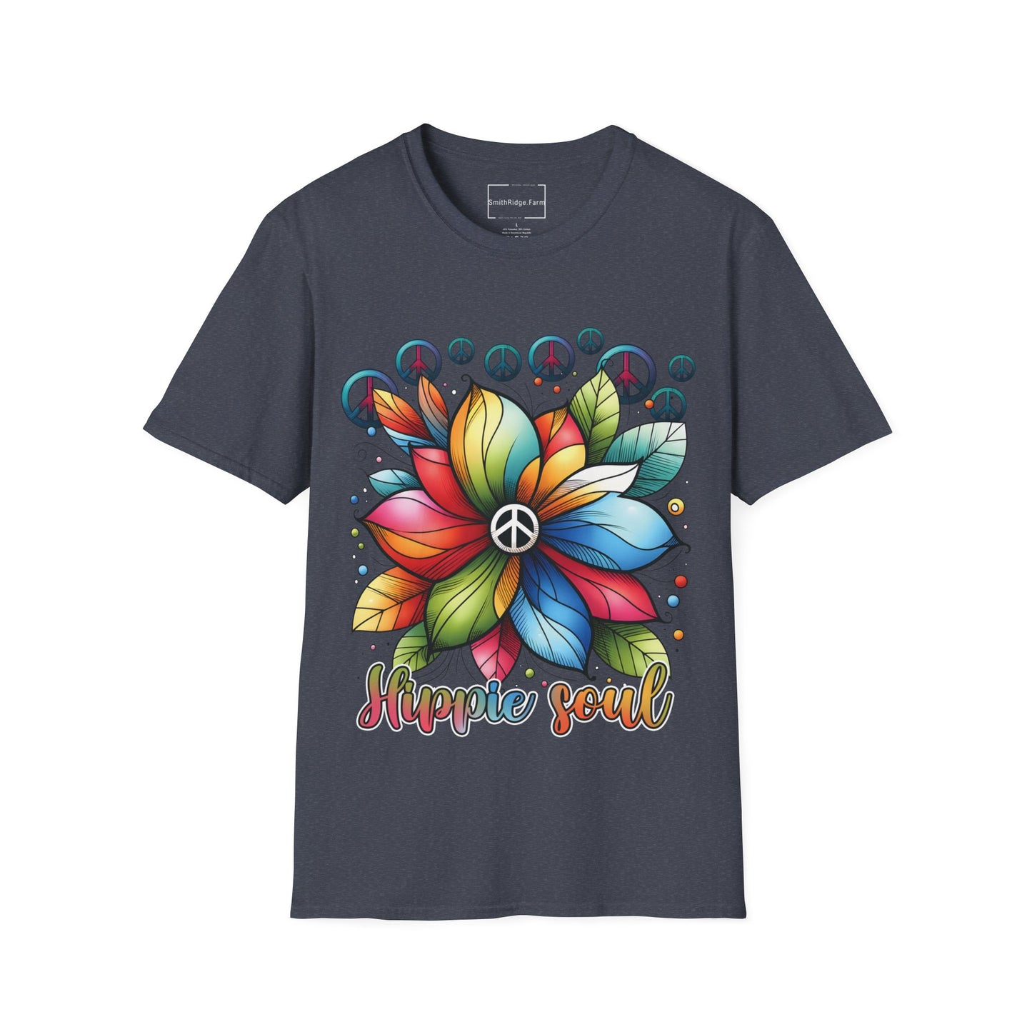 HIPPIE SOUL, PEACE SIGN. Cotton, Short Sleeve, Crew Neck Tee.