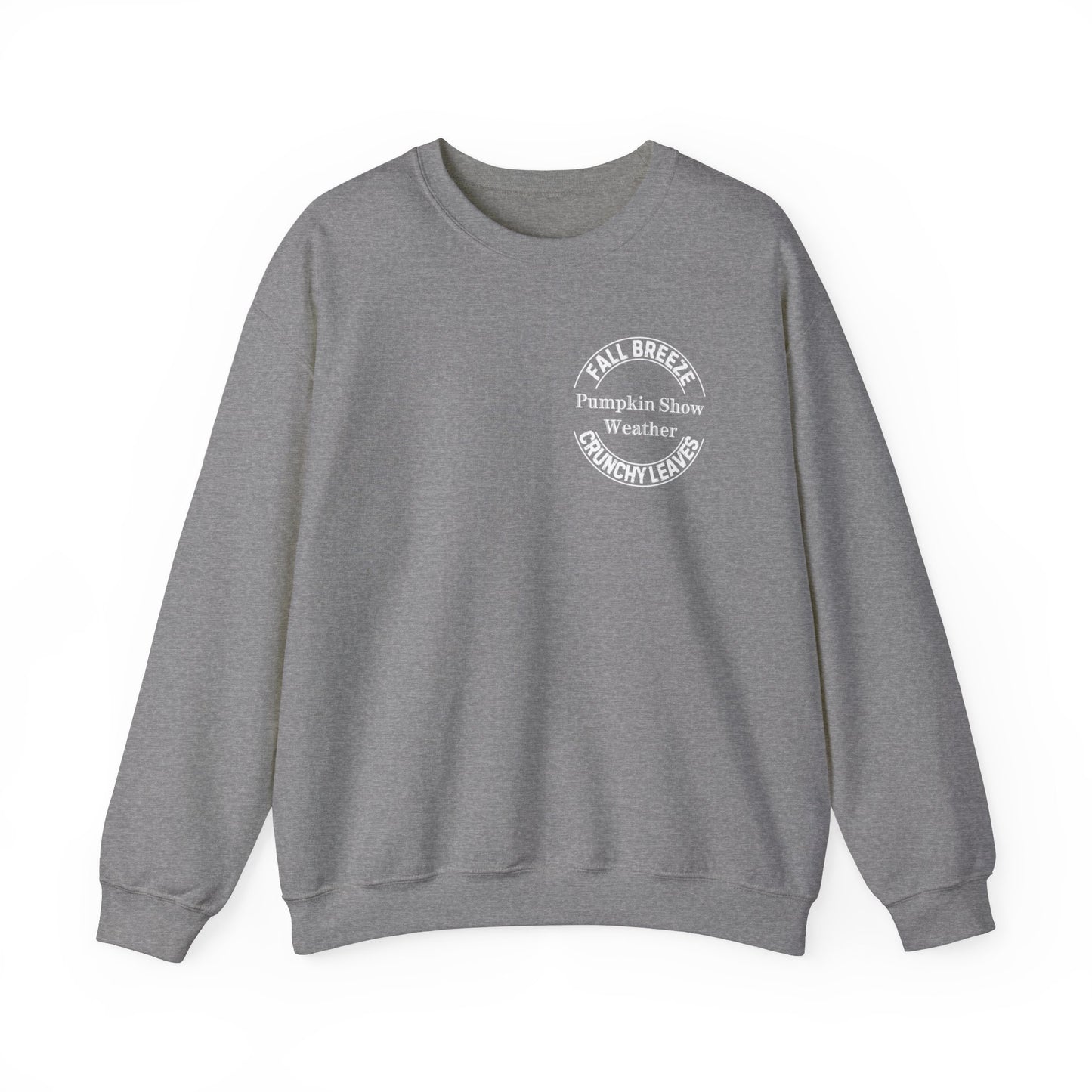 FALL LEAVES PLUS CRUNCHY LEAVES EQUALS PUMPKIN SHOW. Unisex Heavy Blend Crewneck Sweatshirt in Dark Colors.