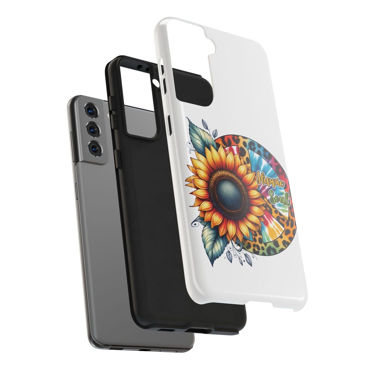 HIPPIE SOUL, SUNFLOWER, PEACE SYMBOL. Tough Phone Case.