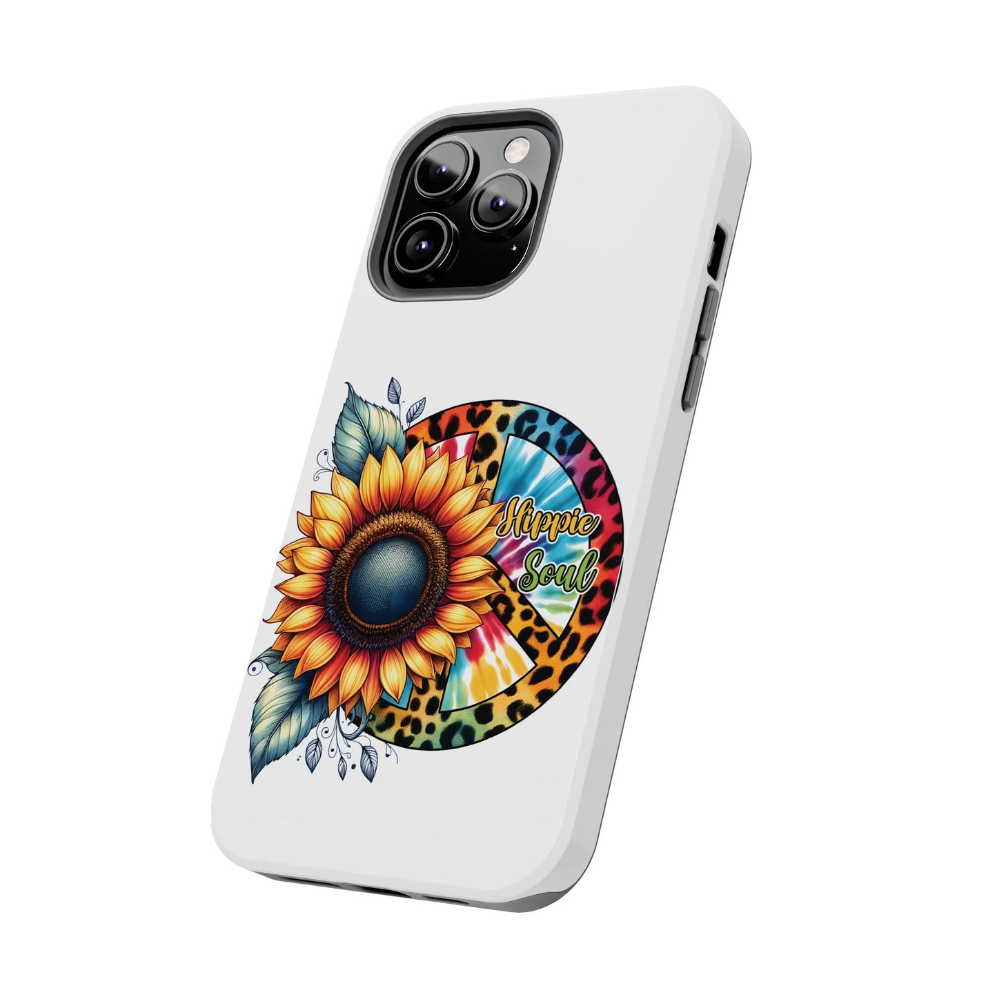 HIPPIE SOUL, SUNFLOWER, PEACE SYMBOL. Tough Phone Case.
