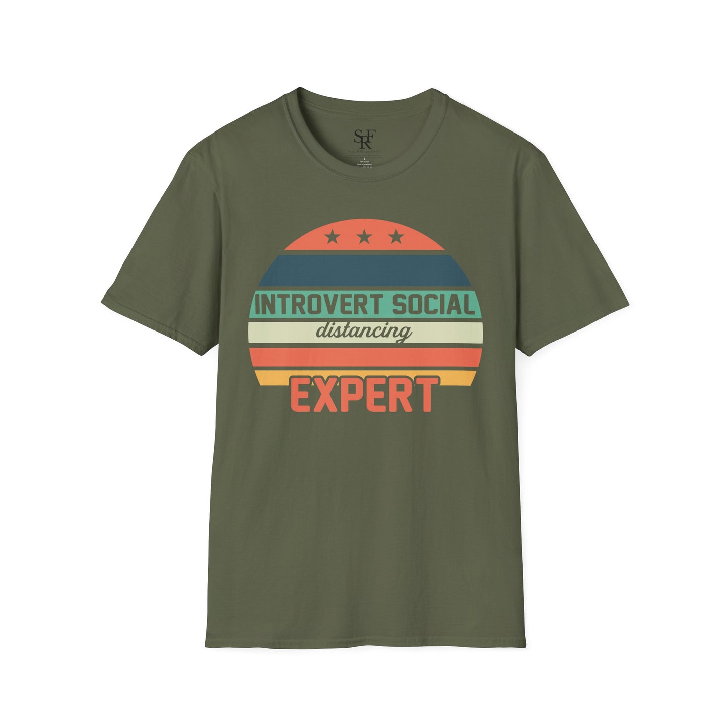 SOCIAL DISTANCING EXPERT. INTROVERT HUMOR. Cotton, Short Sleeve, Crew Neck T-Shirt