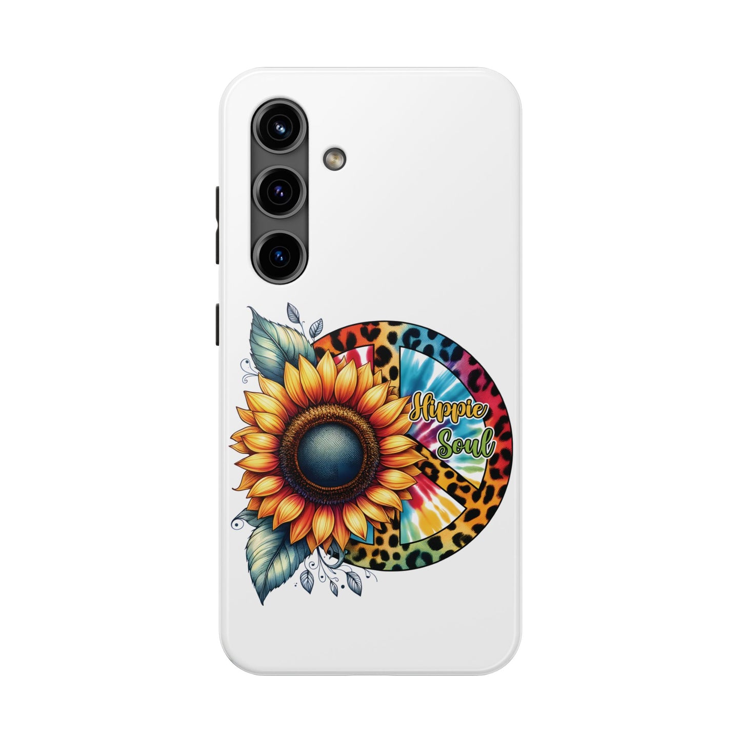HIPPIE SOUL, SUNFLOWER, PEACE SYMBOL. Tough Phone Case.