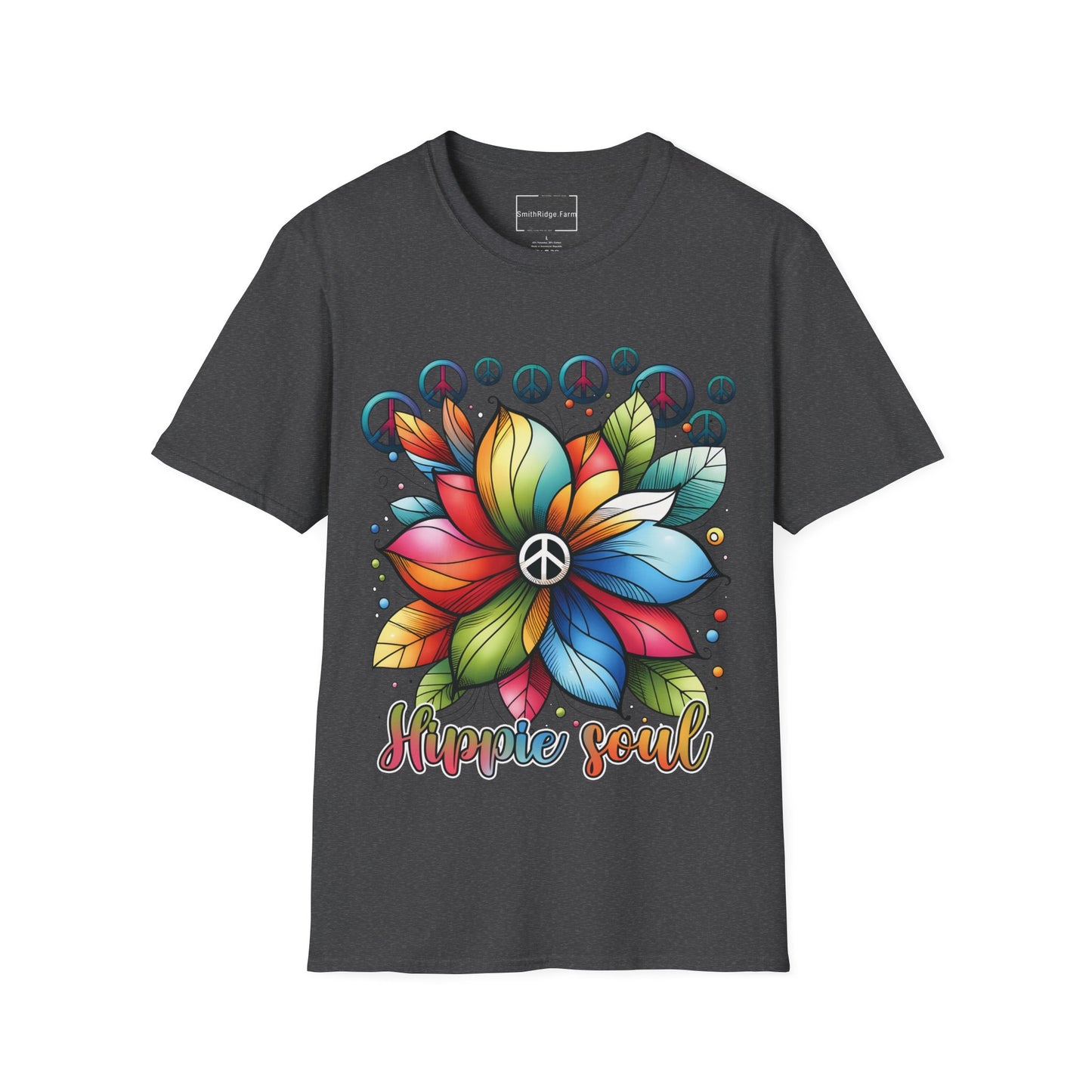 HIPPIE SOUL, PEACE SIGN. Cotton, Short Sleeve, Crew Neck Tee.