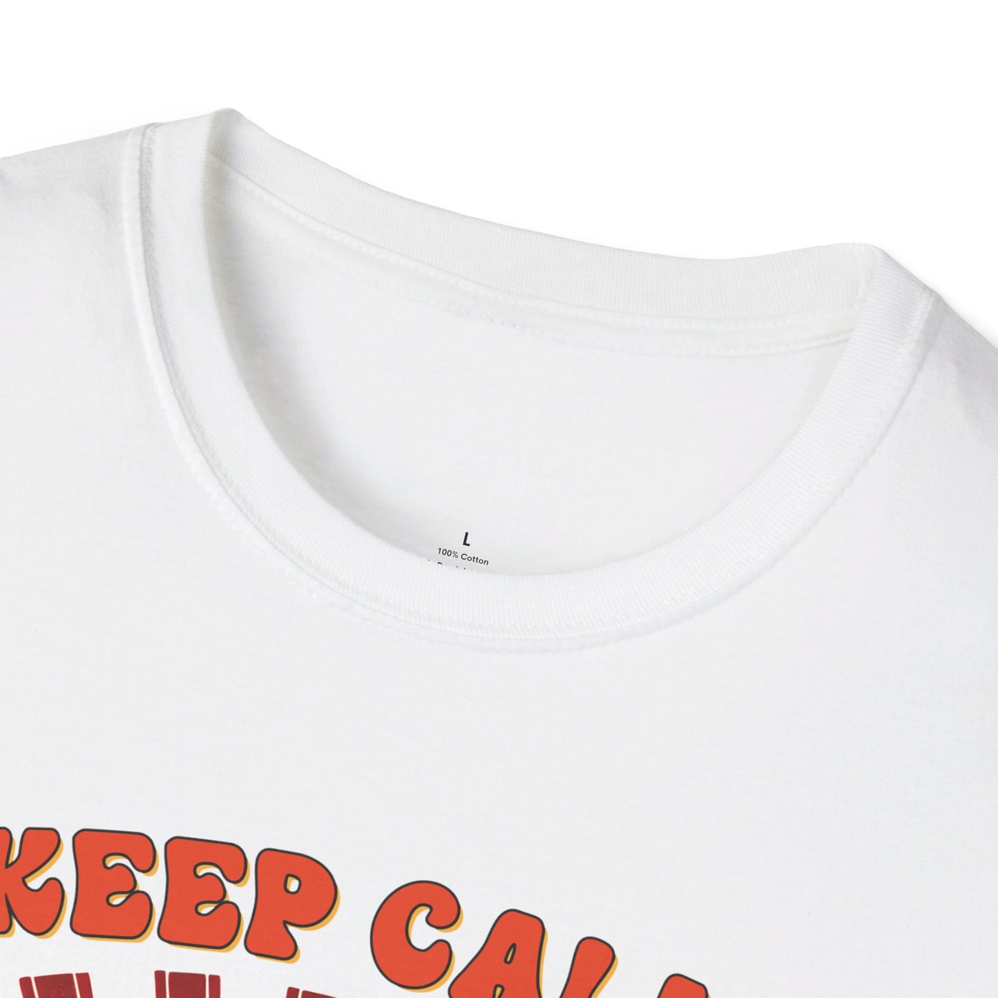 KEEP CALM, DREAM ON. HIPPIE HUMOR. Cotton, Short Sleeve, Crew Neck Tee.