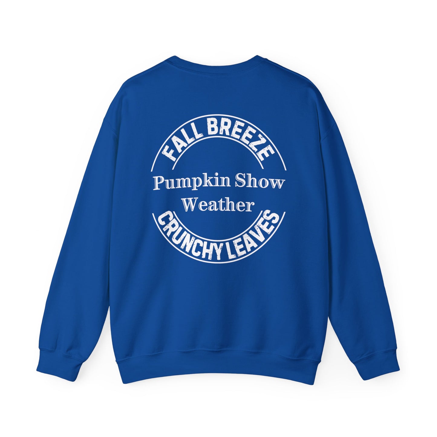 FALL LEAVES PLUS CRUNCHY LEAVES EQUALS PUMPKIN SHOW. Unisex Heavy Blend Crewneck Sweatshirt in Dark Colors.