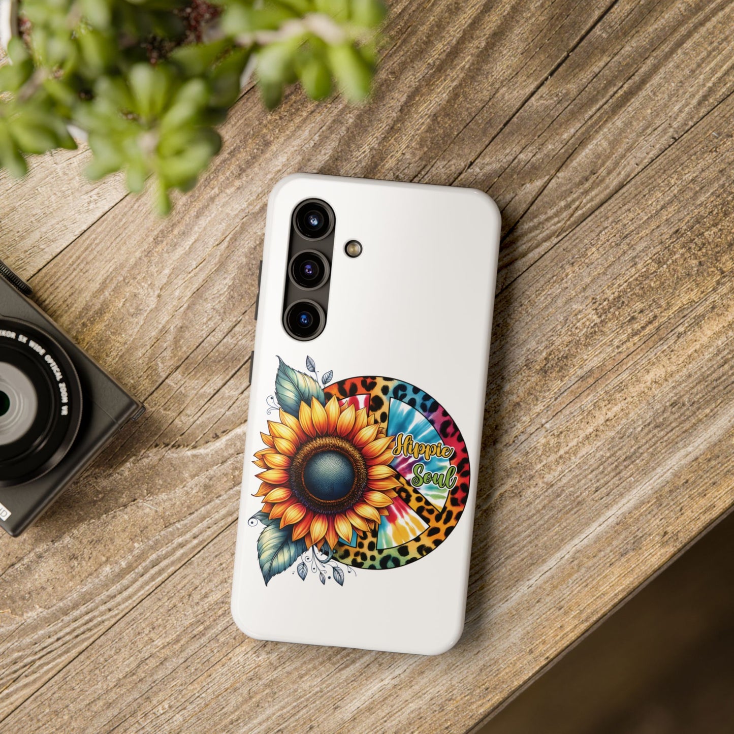 HIPPIE SOUL, SUNFLOWER, PEACE SYMBOL. Tough Phone Case.