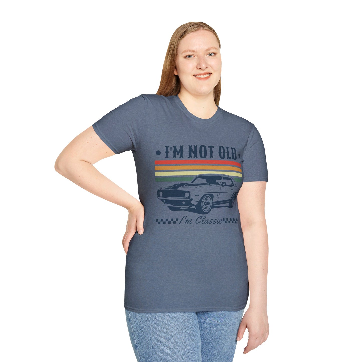 I'M NOT OLD, I'M CLASSIC. CAR ENTHUSIAST HUMOR. Cotton, Short Sleeve, Crew Neck Tee.