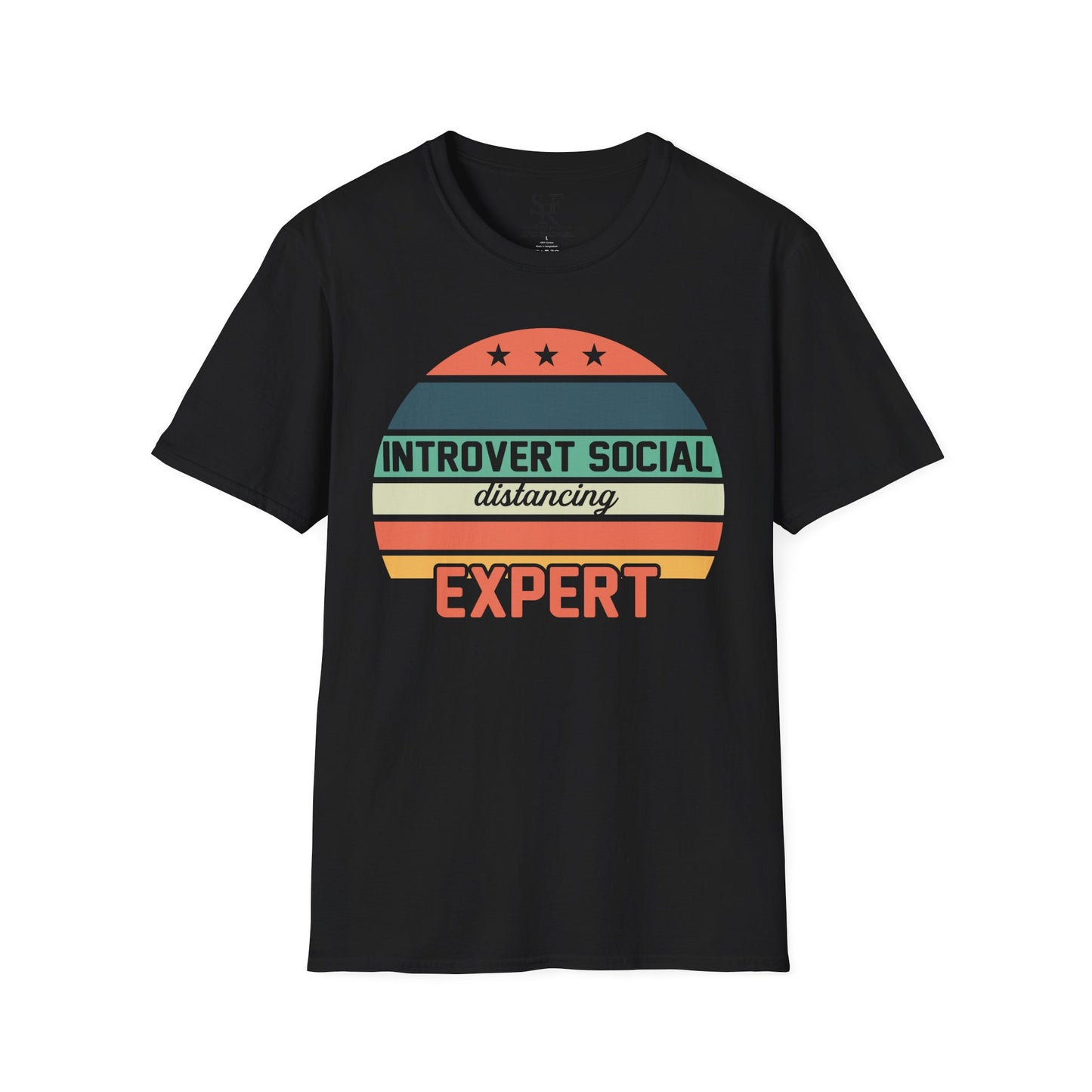 SOCIAL DISTANCING EXPERT. INTROVERT HUMOR. Cotton, Short Sleeve, Crew Neck T-Shirt