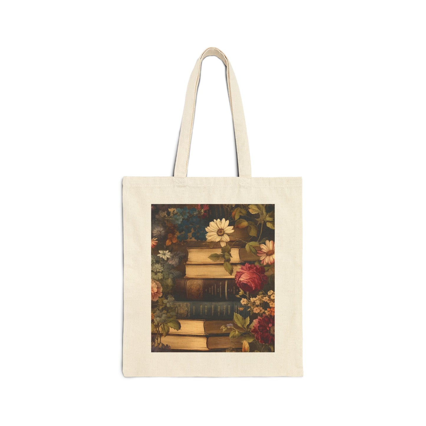 I LOVE BOOKS. I LOVE READING. BOOK LOVER. Cotton Canvas Tote Bag in Black or Natural.