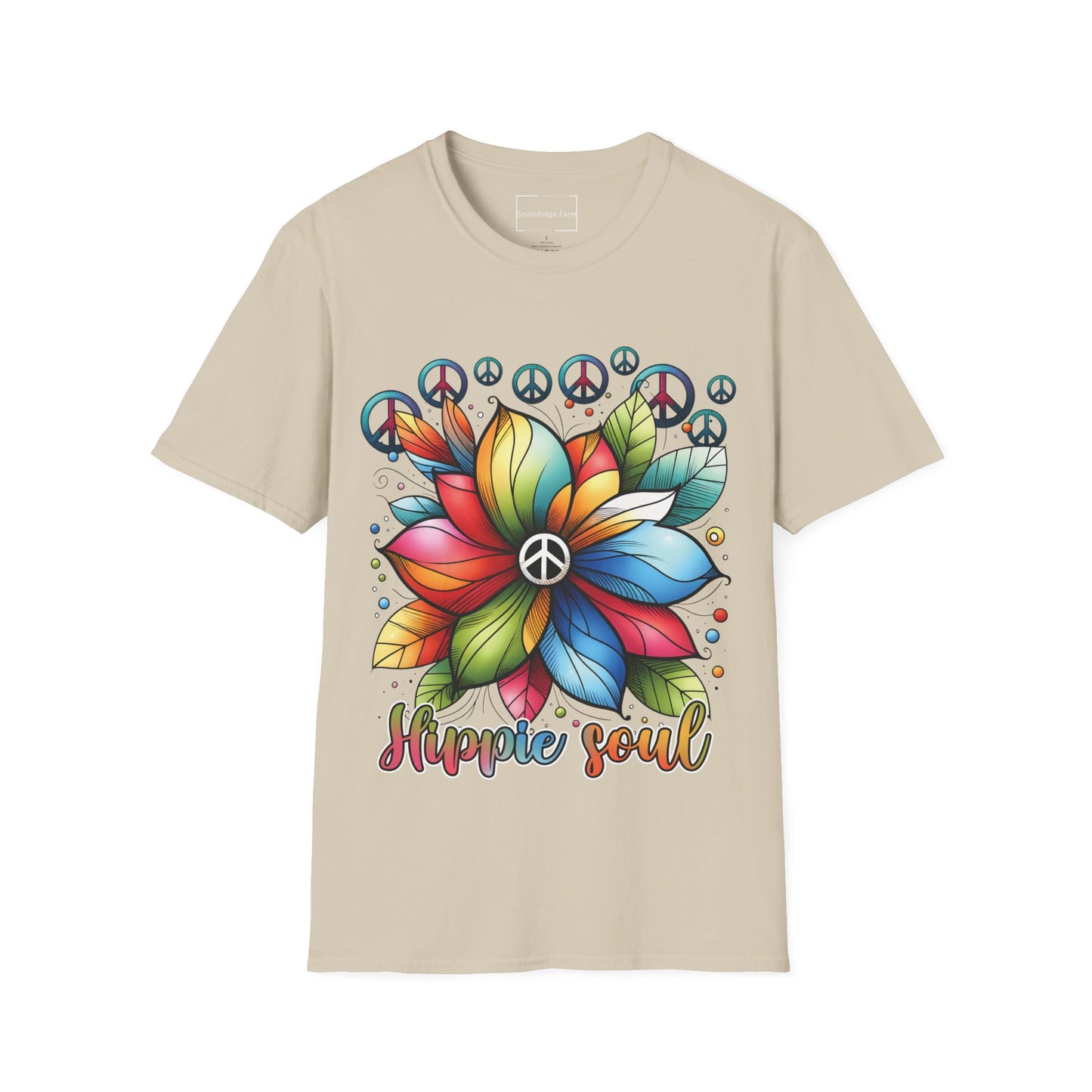 HIPPIE SOUL, PEACE SIGN. Cotton, Short Sleeve, Crew Neck Tee.